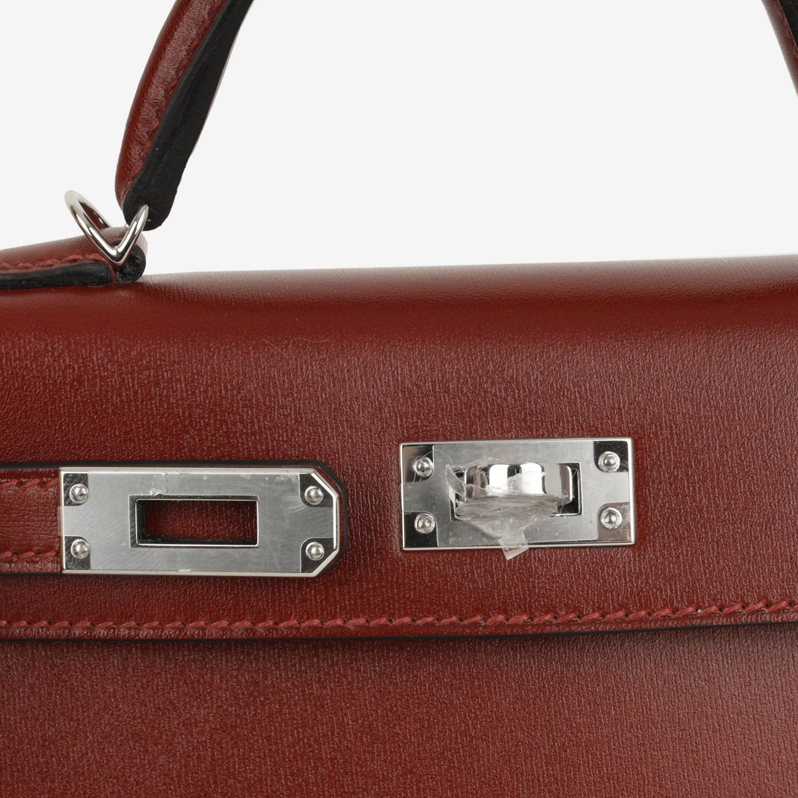 Hermès Mini Kelly - RougeH Box Calf | Palladium Hardware - Image 9