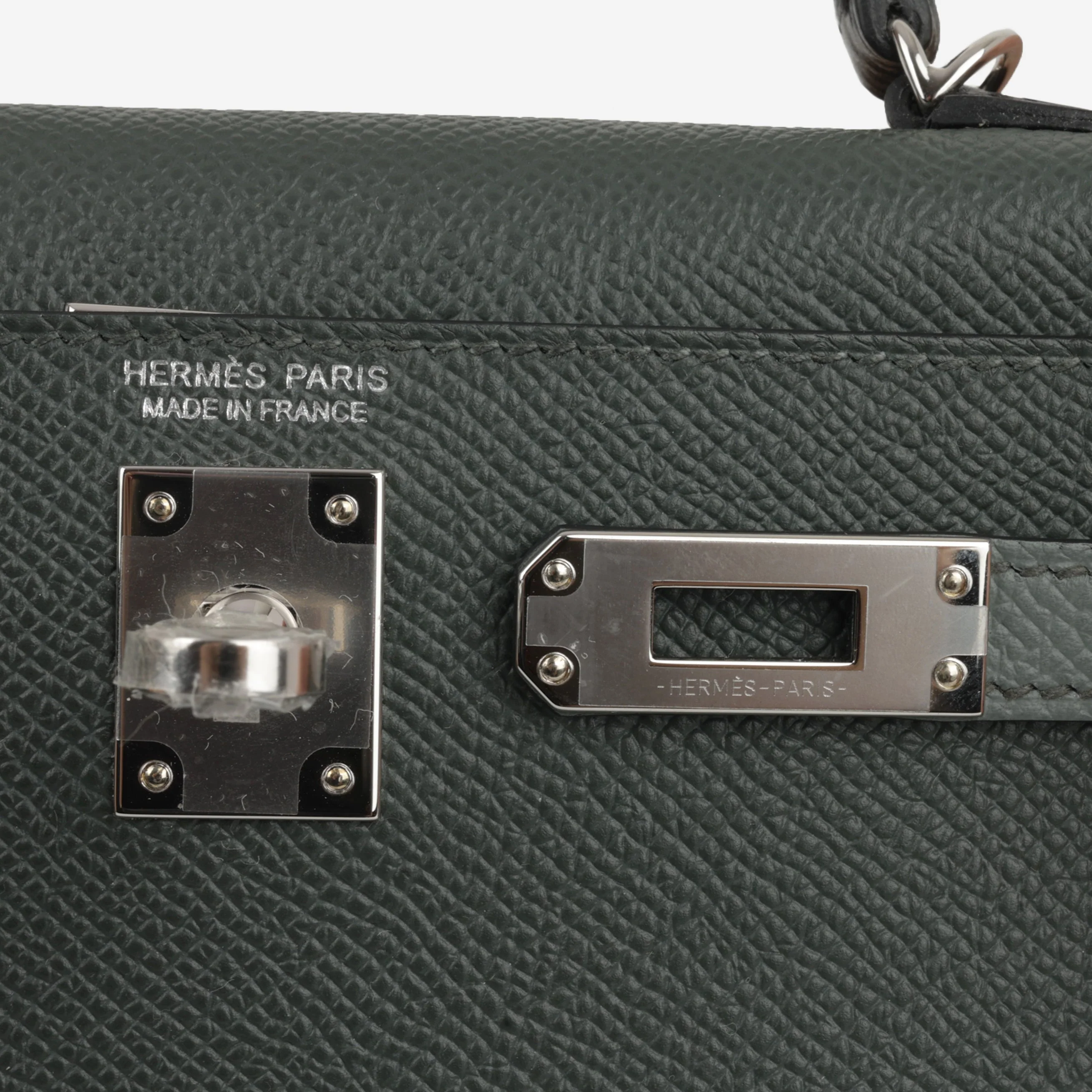 Hermès Mini Kelly Tricolore - Vert Amande / Noir Epsom / Vert Mangrove | Palladium Hardware - Image 10