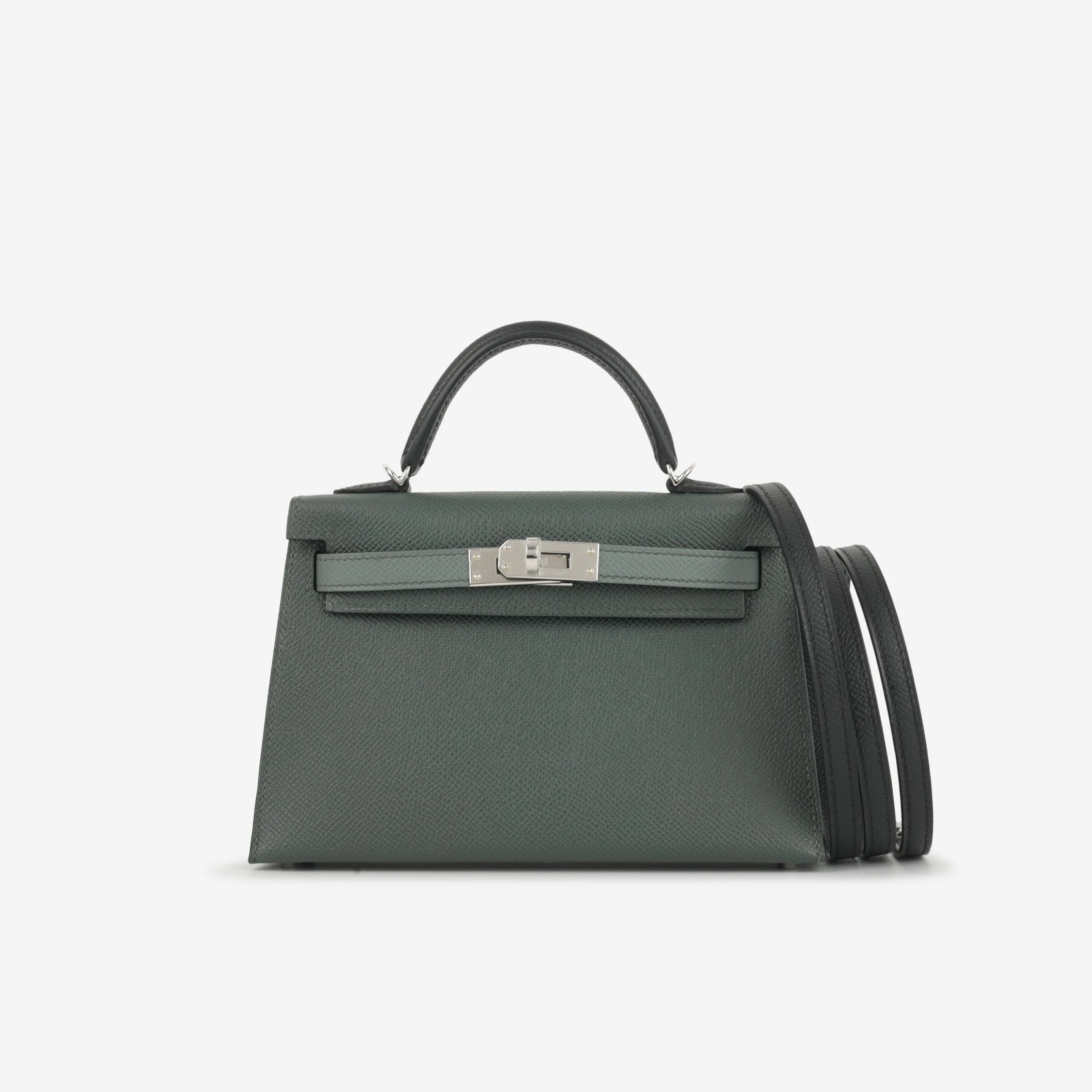 Hermès Mini Kelly Tricolore - Vert Amande / Noir Epsom / Vert Mangrove | Palladium Hardware - Image 2
