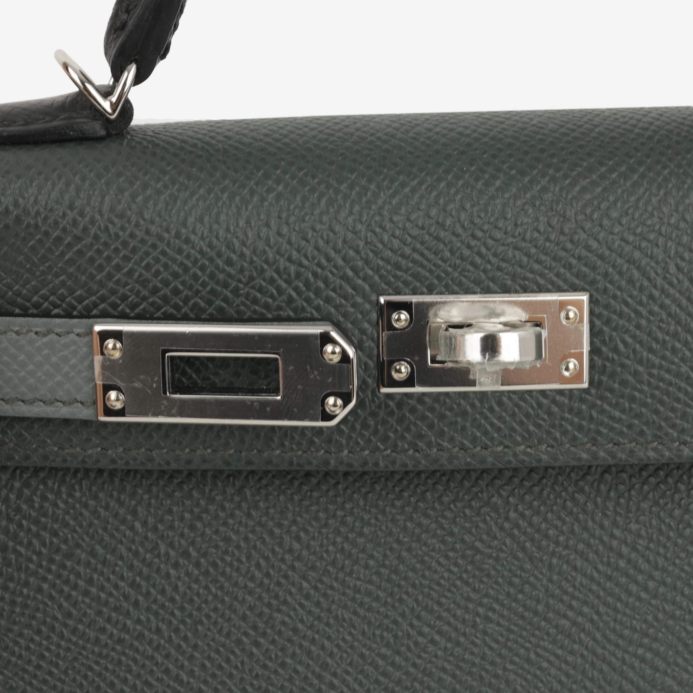 Hermès Mini Kelly Tricolore - Vert Amande / Noir Epsom / Vert Mangrove | Palladium Hardware - Image 9