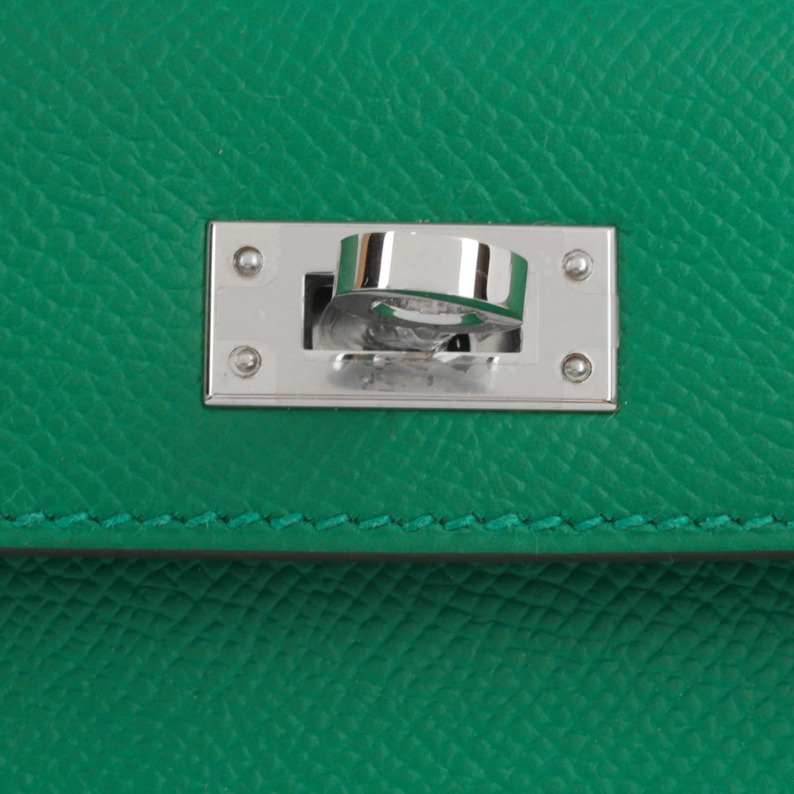 Hermès Mini Kelly Tricolore - Vert Vertigo / Vert Fizz / Bleu Zanzibar Epsom | Palladium Hardware - Image 10