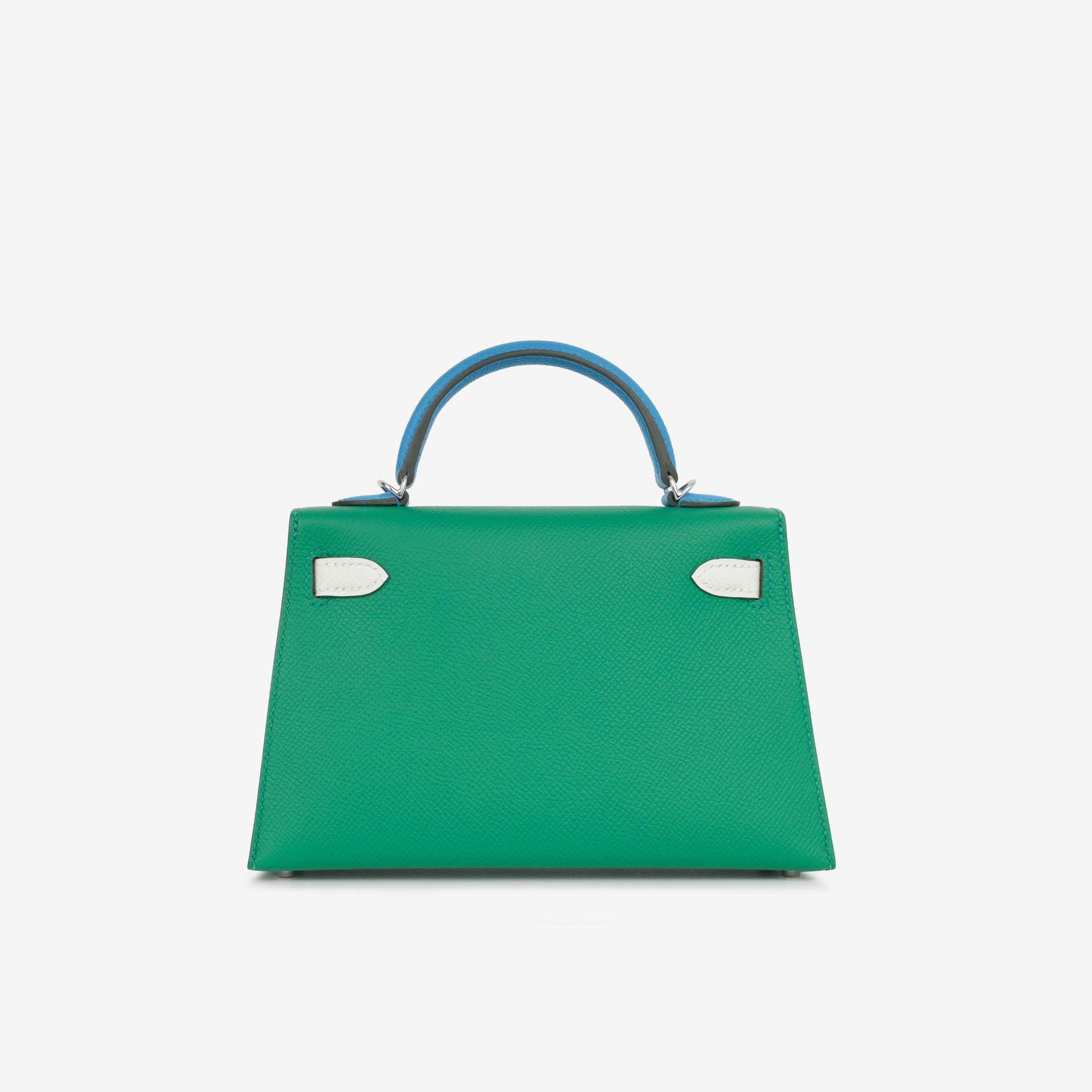 Hermès Mini Kelly Tricolore - Vert Vertigo / Vert Fizz / Bleu Zanzibar Epsom | Palladium Hardware - Image 3
