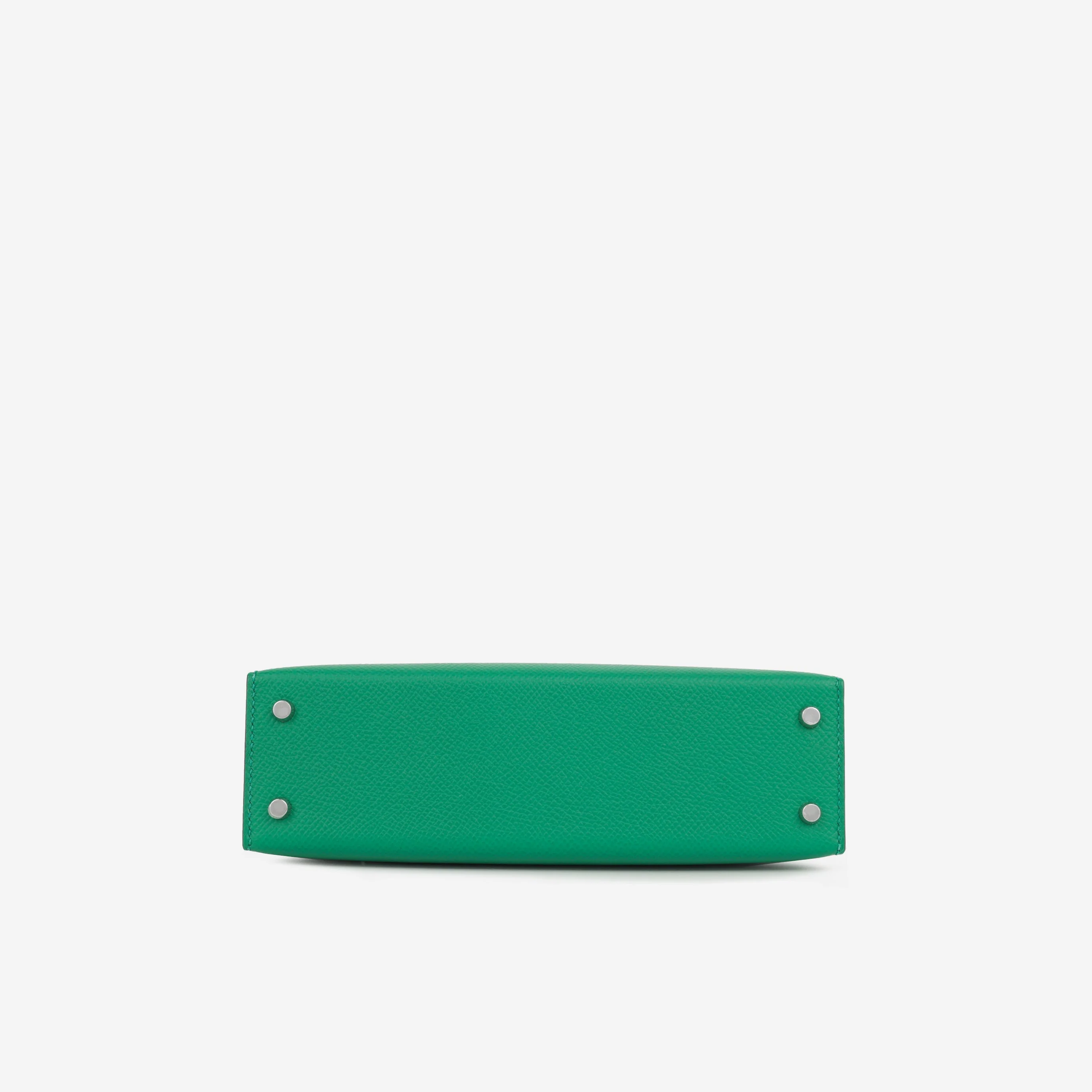 Hermès Mini Kelly Tricolore - Vert Vertigo / Vert Fizz / Bleu Zanzibar Epsom | Palladium Hardware - Image 4