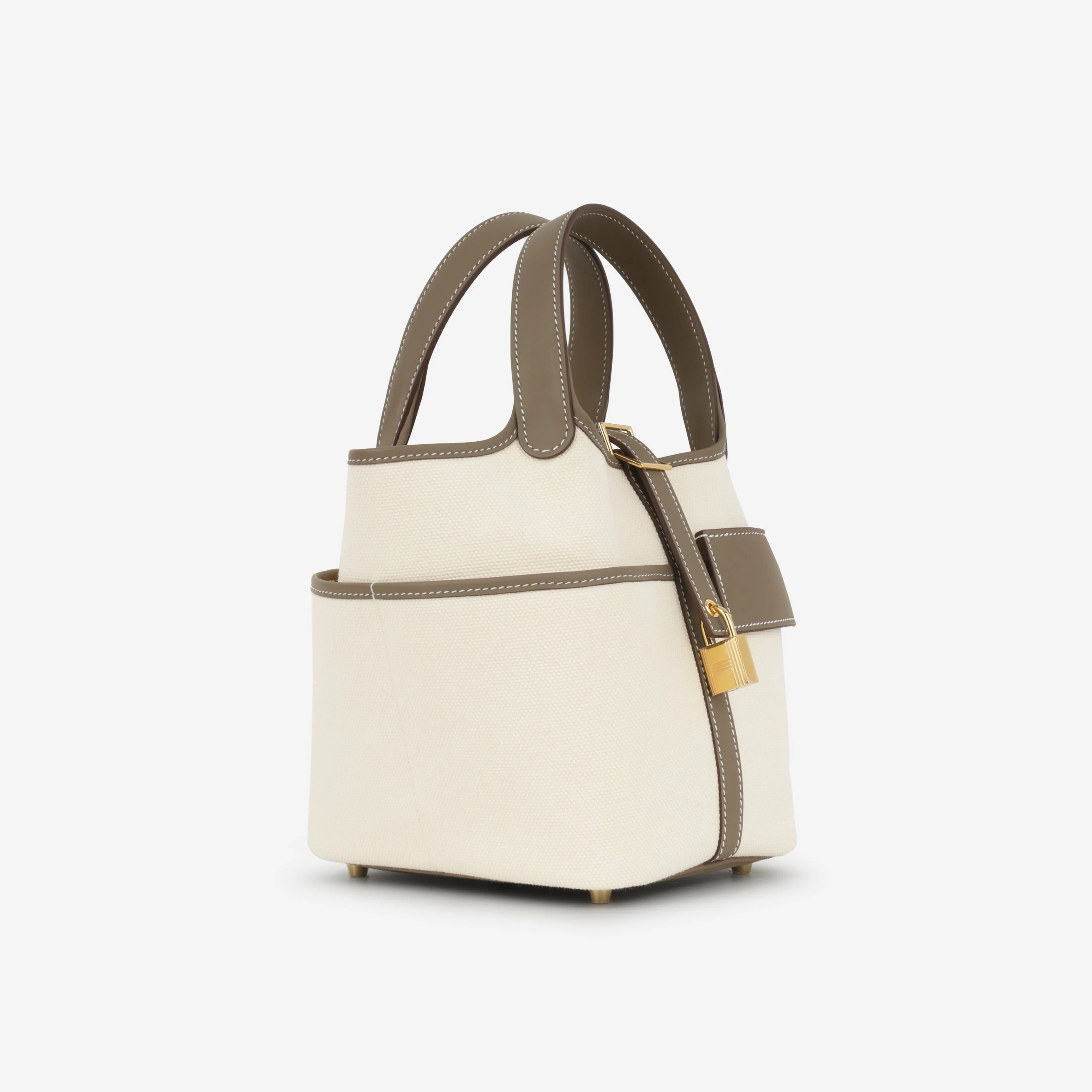 Hermès Picotin 18 Cargo - Ecru Canvas / Etoupe Swift | Gold Hardware - Image 2