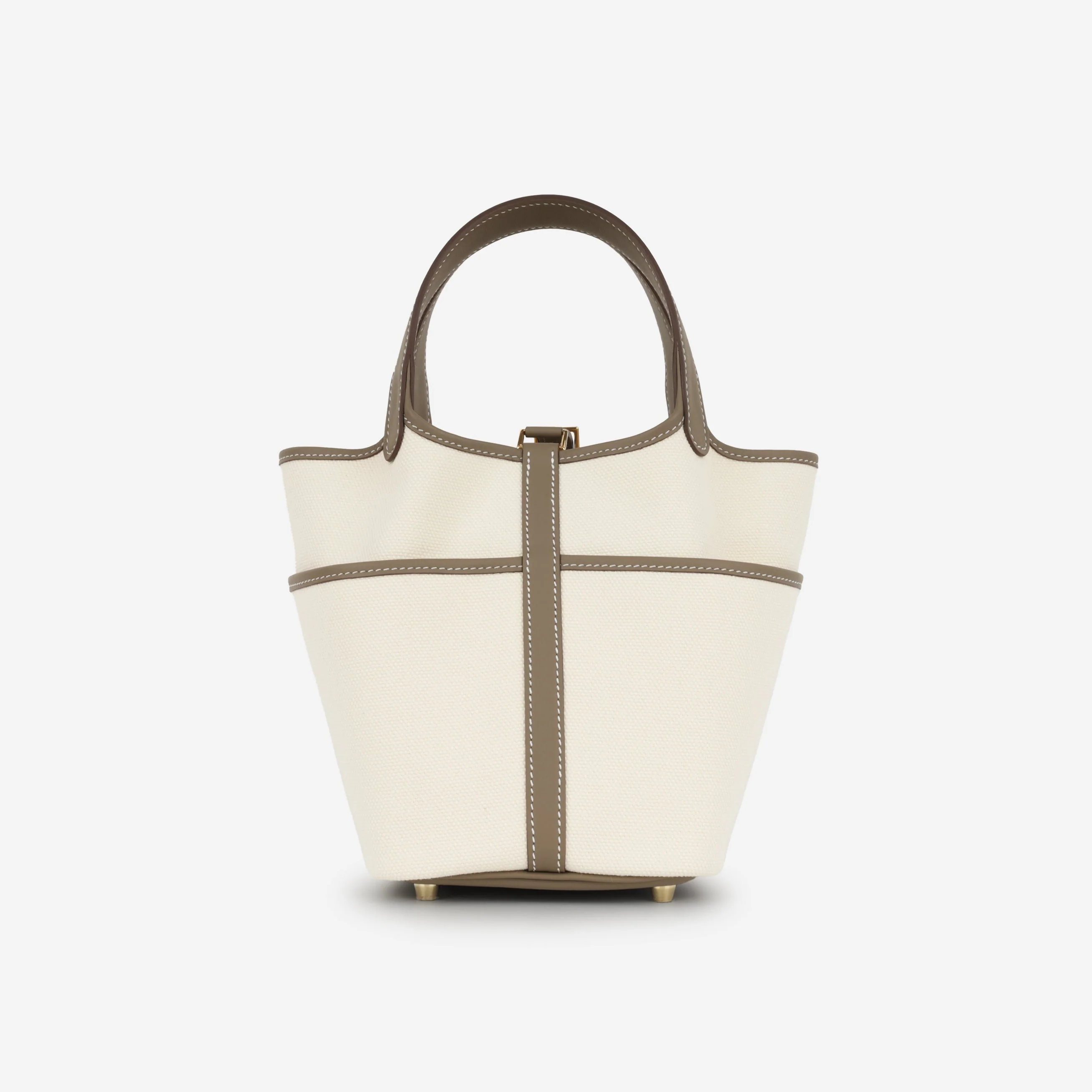 Hermès Picotin 18 Cargo - Ecru Canvas / Etoupe Swift | Gold Hardware - Image 7