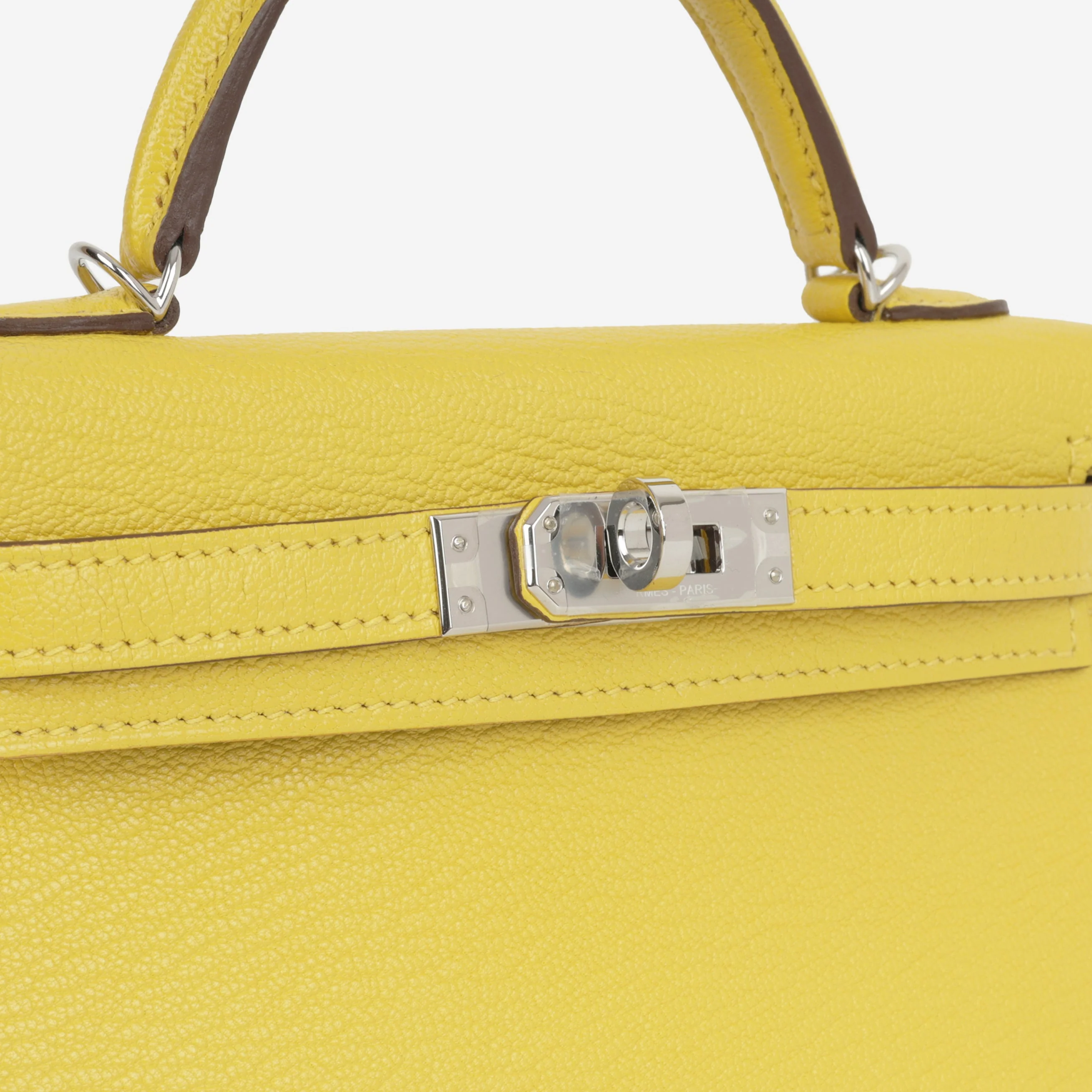 Hermès Verso Mini Kelly - Jaune De Naples Chevron Mysore / Beton Interior | Palladium Hardware - Image 10