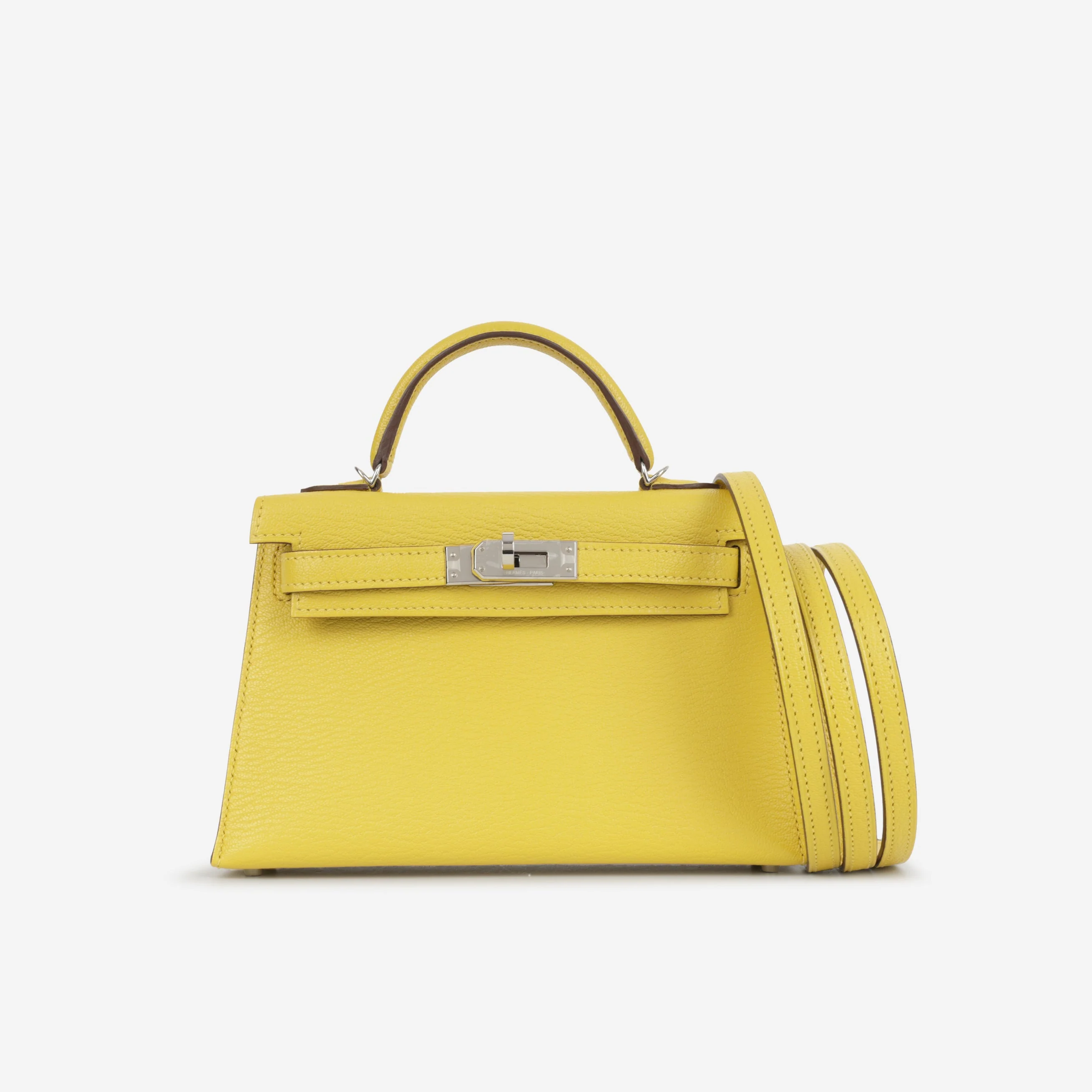 Hermès Verso Mini Kelly - Jaune De Naples Chevron Mysore / Beton Interior | Palladium Hardware - Image 2