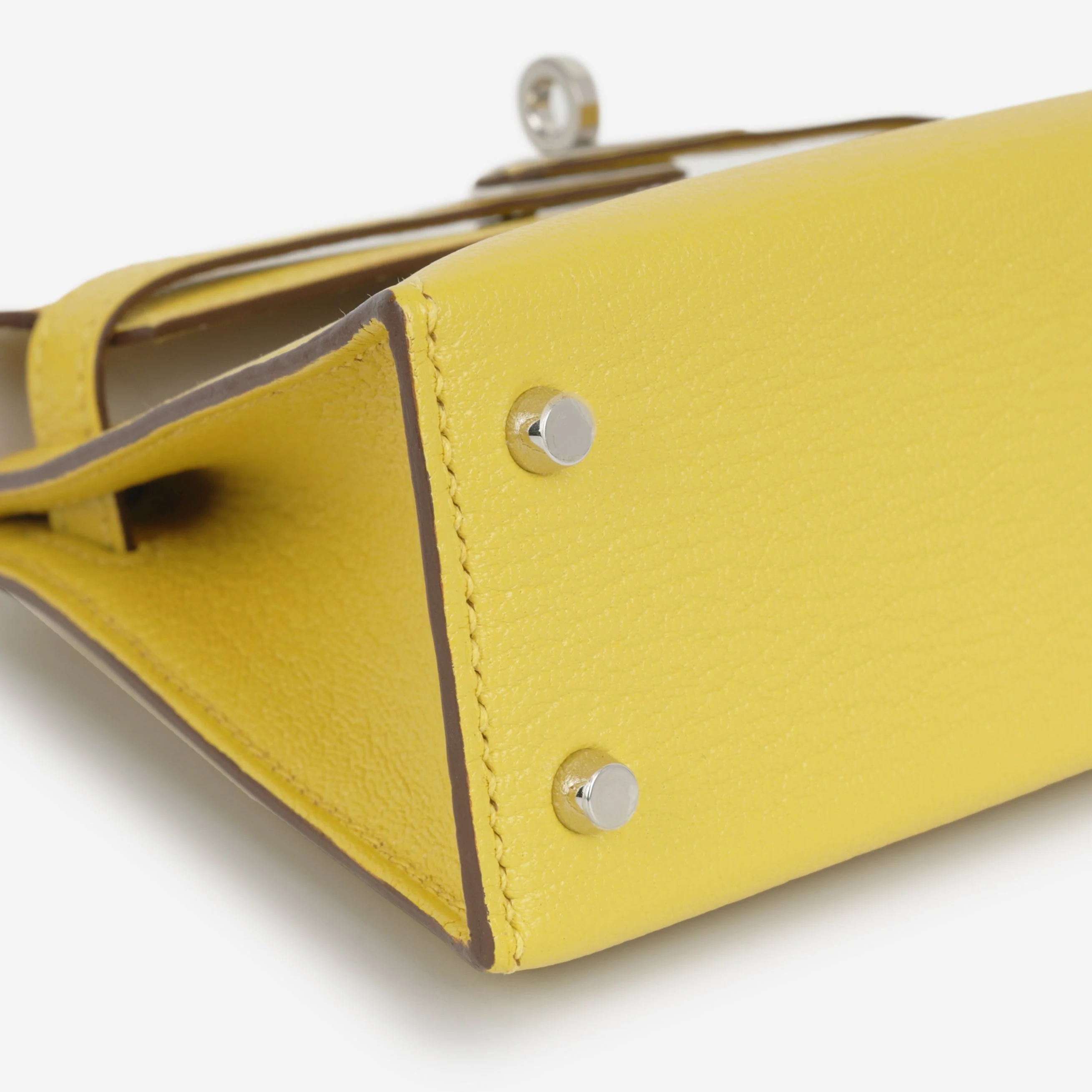 Hermès Verso Mini Kelly - Jaune De Naples Chevron Mysore / Beton Interior | Palladium Hardware - Image 5