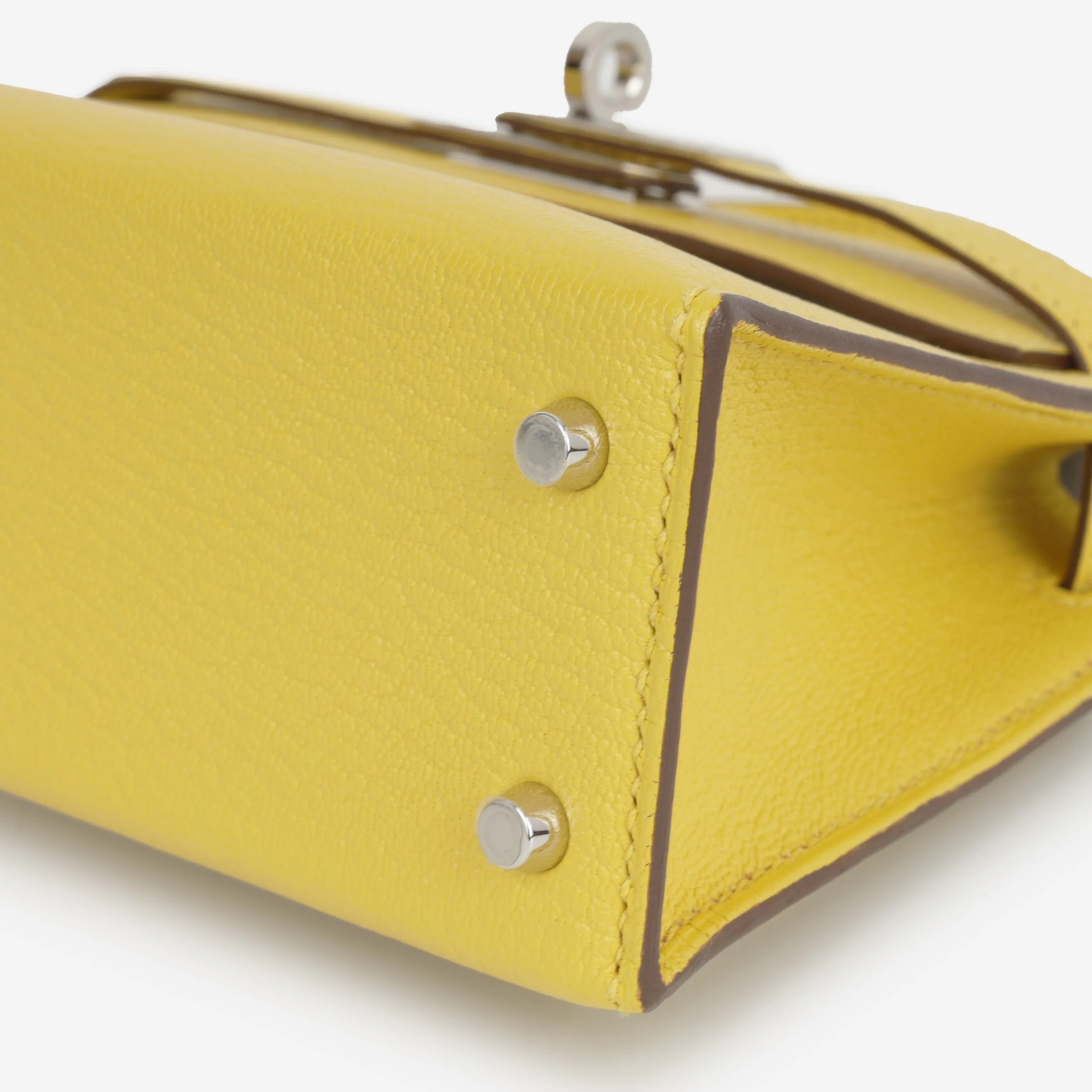 Hermès Verso Mini Kelly - Jaune De Naples Chevron Mysore / Beton Interior | Palladium Hardware - Image 6