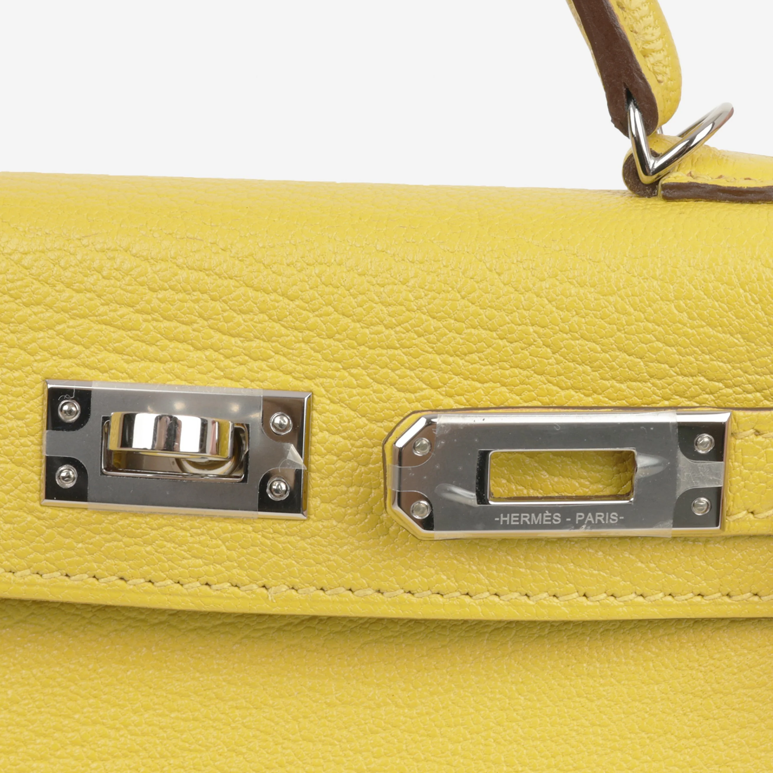 Hermès Verso Mini Kelly - Jaune De Naples Chevron Mysore / Beton Interior | Palladium Hardware - Image 9