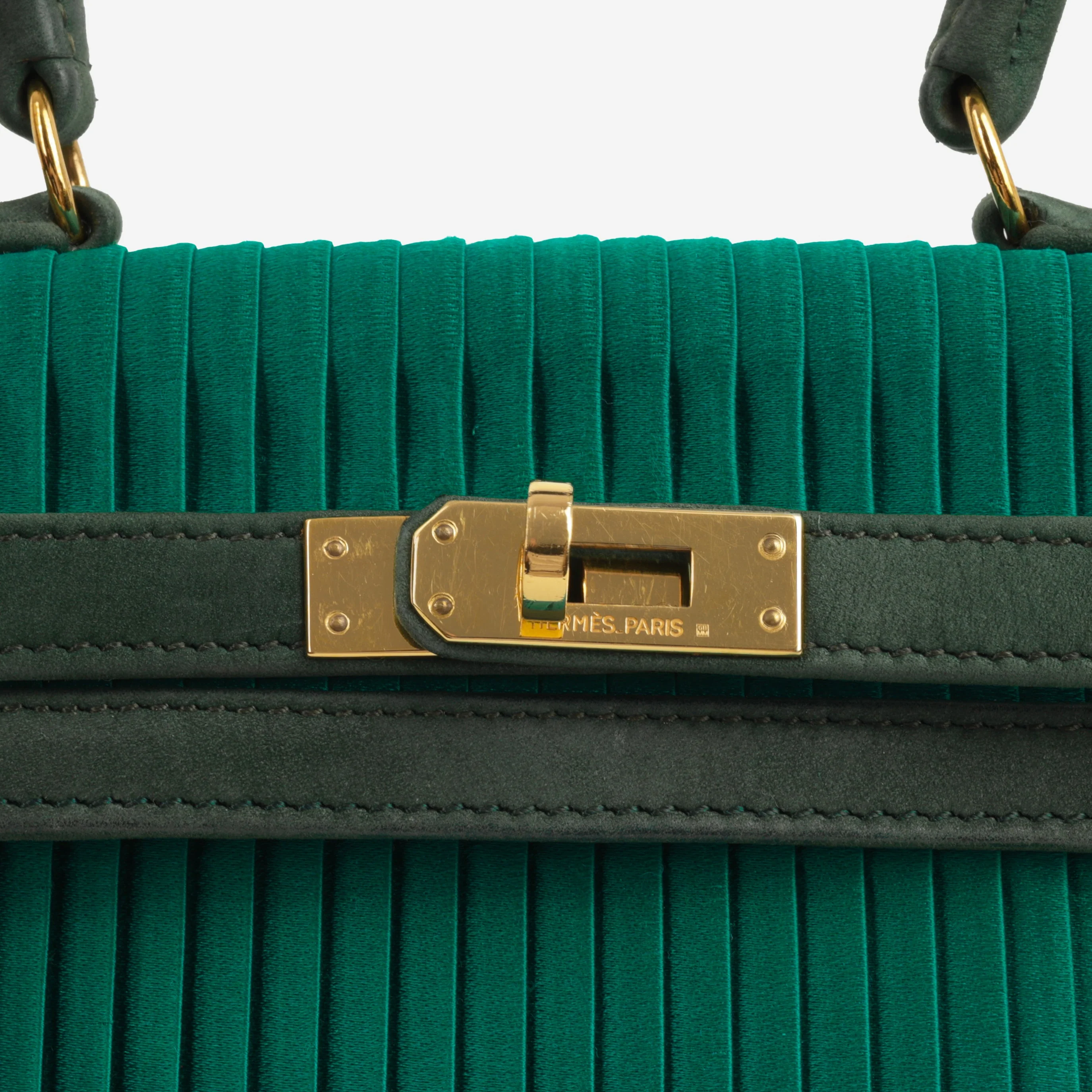 Hermès Vintage Kelly 20 - Malachite Satin/Vert Fonce Veau Velours | Gold Hardware - Image 10