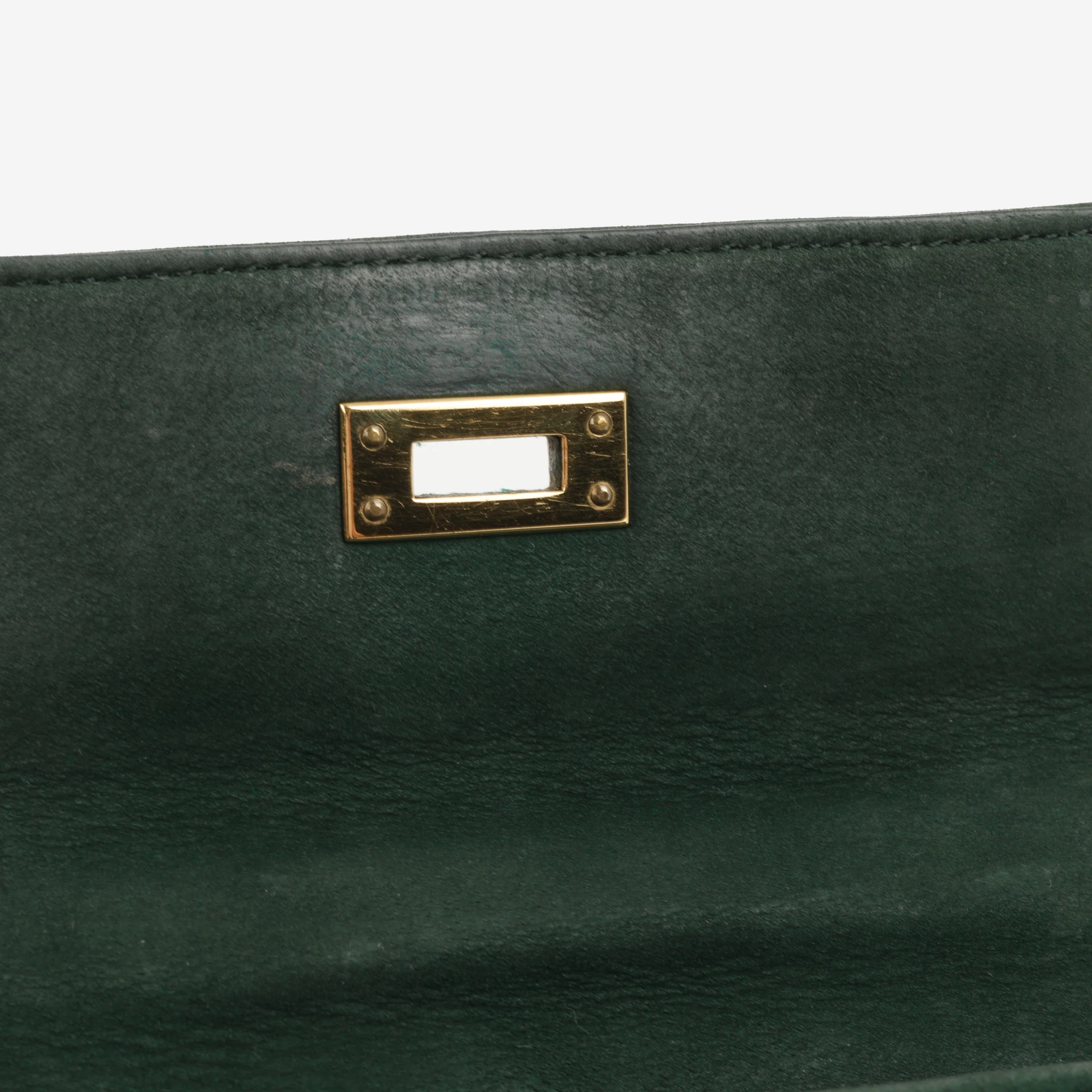 Hermès Vintage Kelly 20 - Malachite Satin/Vert Fonce Veau Velours | Gold Hardware - Image 13