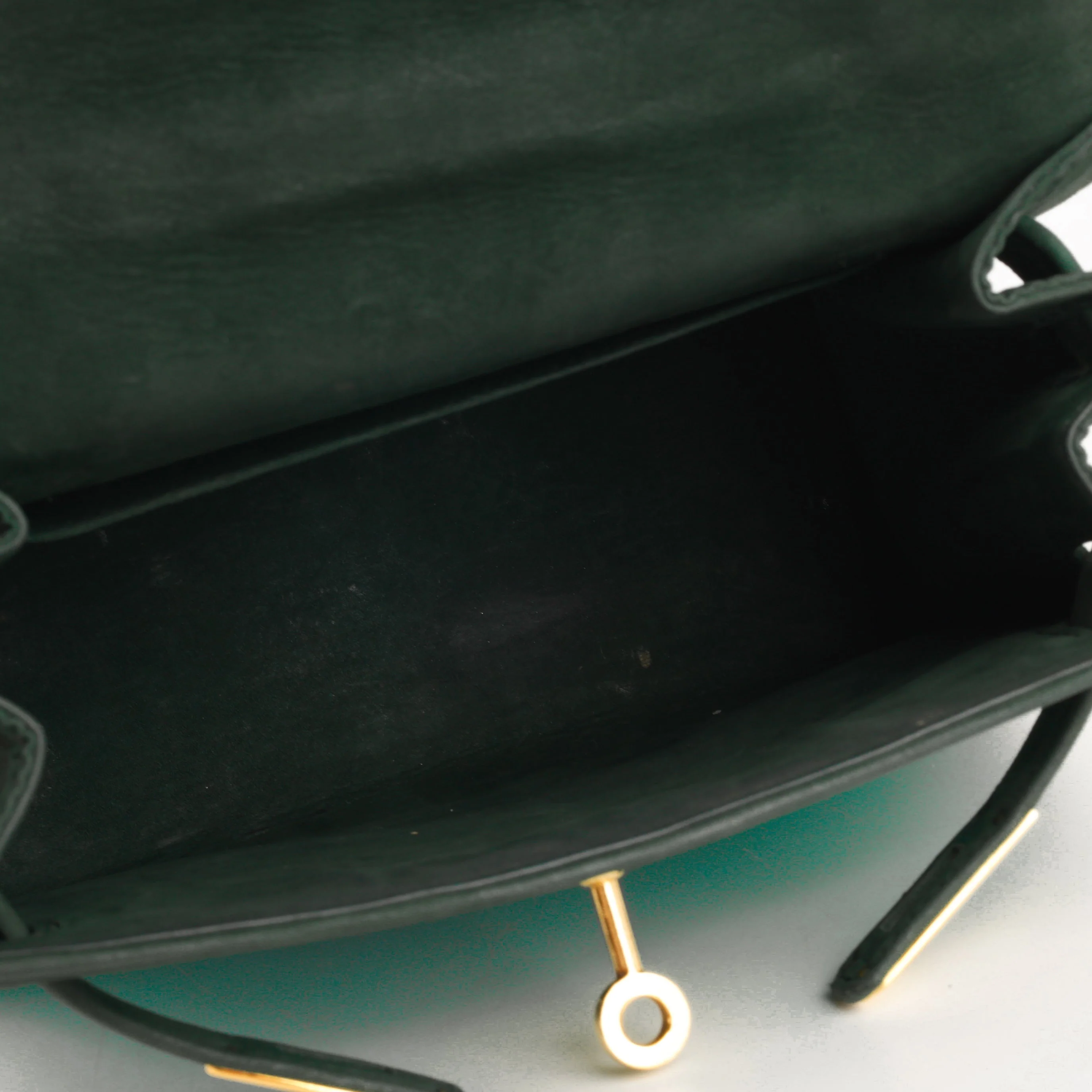 Hermès Vintage Kelly 20 - Malachite Satin/Vert Fonce Veau Velours | Gold Hardware - Image 14