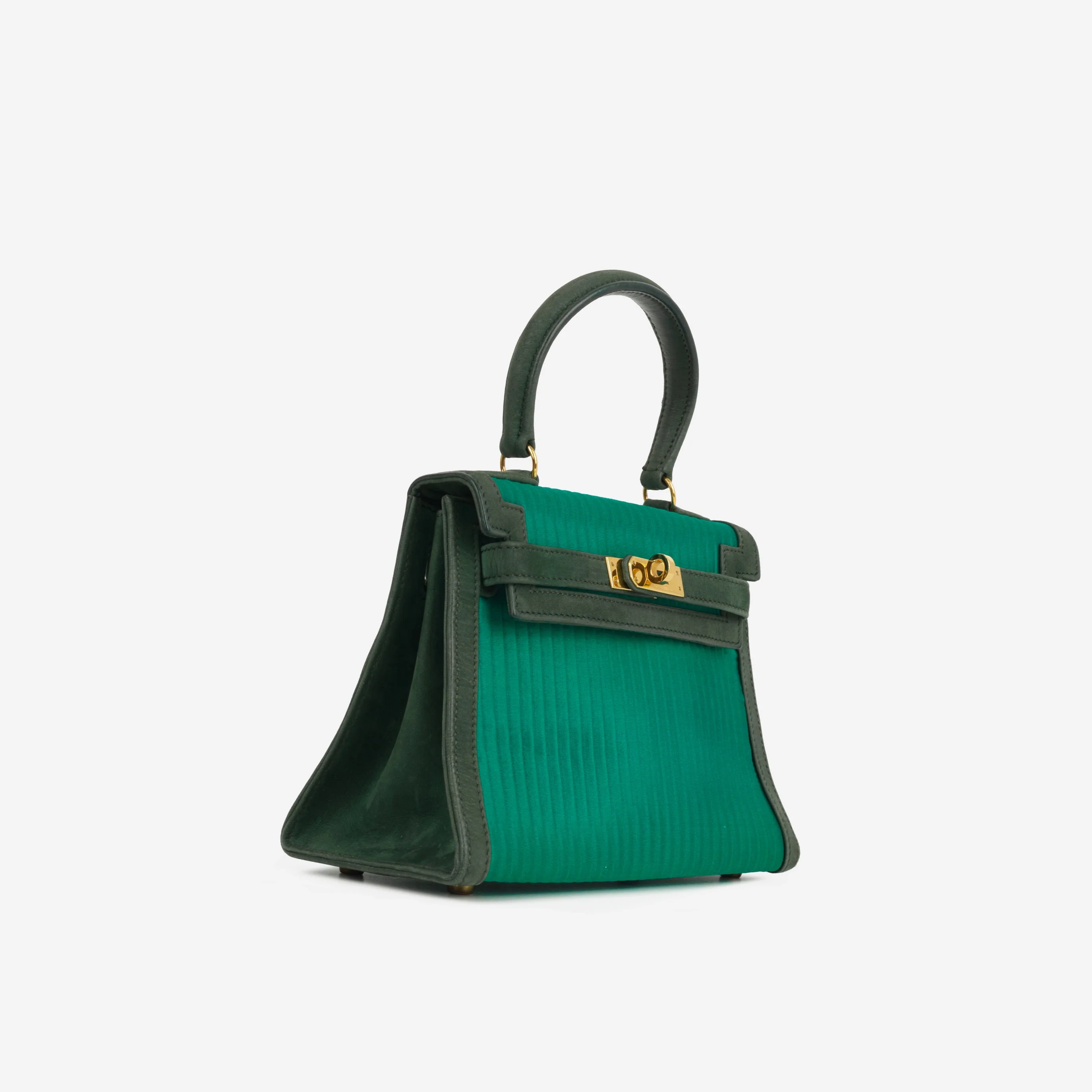 Hermès Vintage Kelly 20 - Malachite Satin/Vert Fonce Veau Velours | Gold Hardware - Image 3