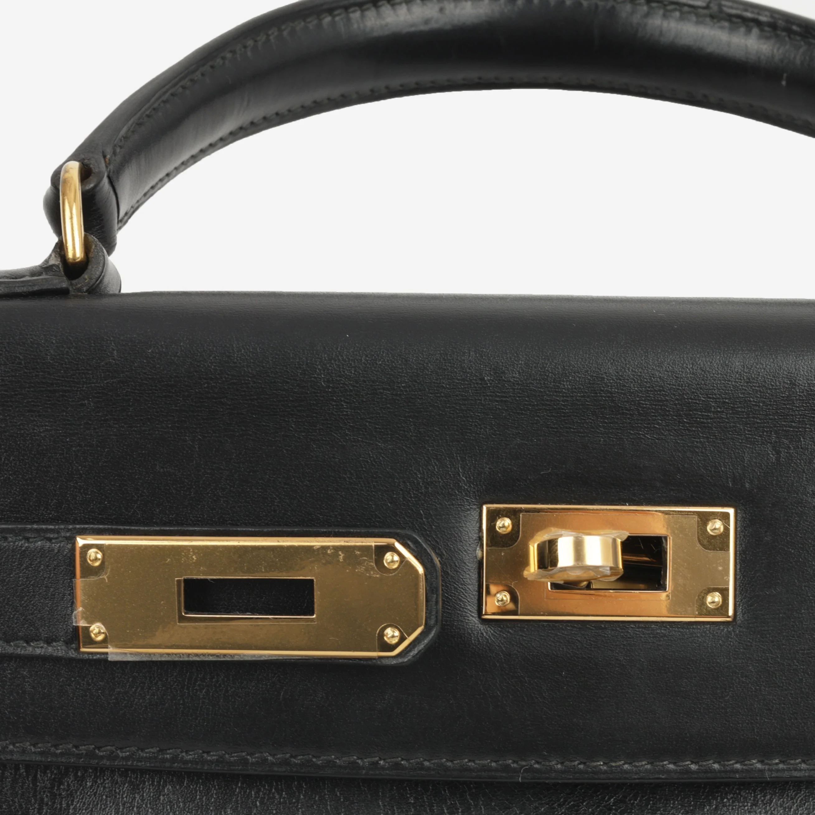 Hermès Vintage Kelly 28 - Black Box Calf | Gold Hardware - Image 9