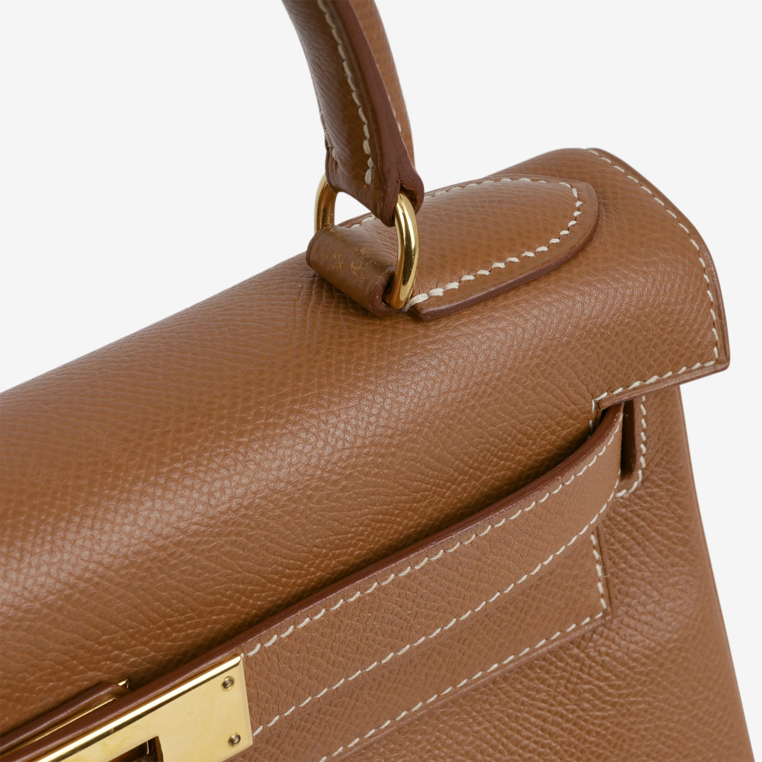 Hermès Vintage Kelly 28 - Gold Courchevel | Gold Hardware - Image 12