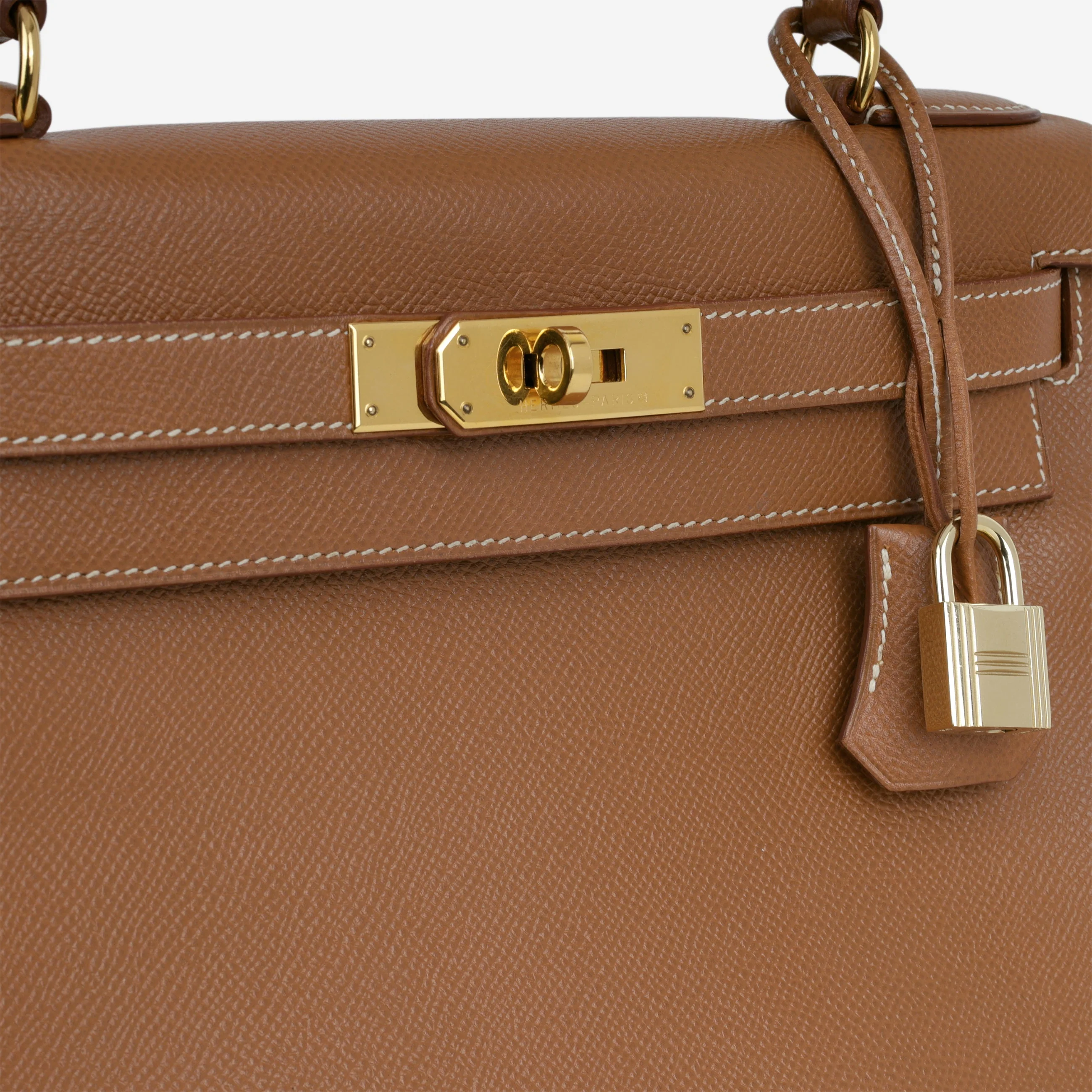 Hermès Vintage Kelly 28 - Gold Courchevel | Gold Hardware - Image 13