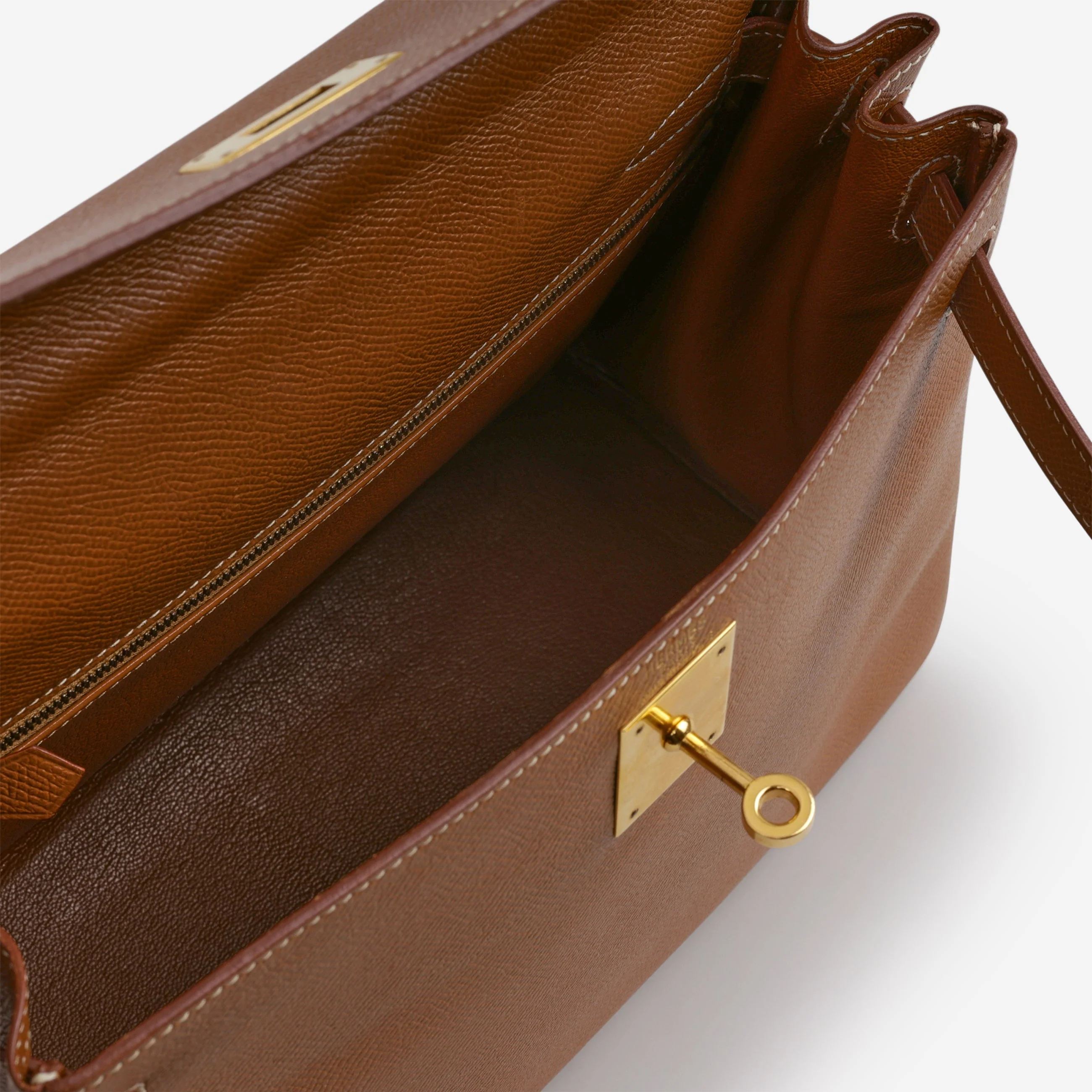 Hermès Vintage Kelly 28 - Gold Courchevel | Gold Hardware - Image 8