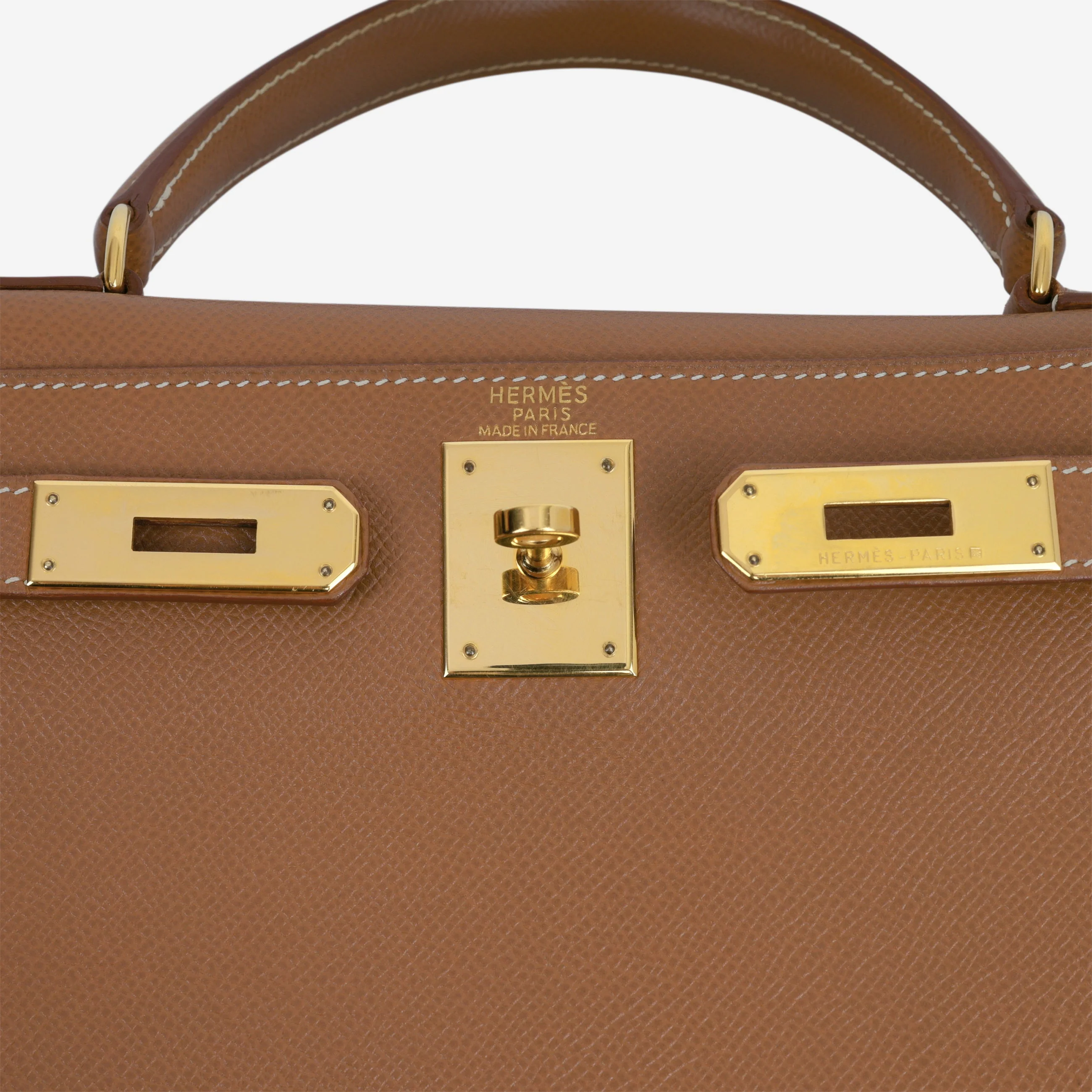 Hermès Vintage Kelly 28 - Gold Courchevel | Gold Hardware - Image 9