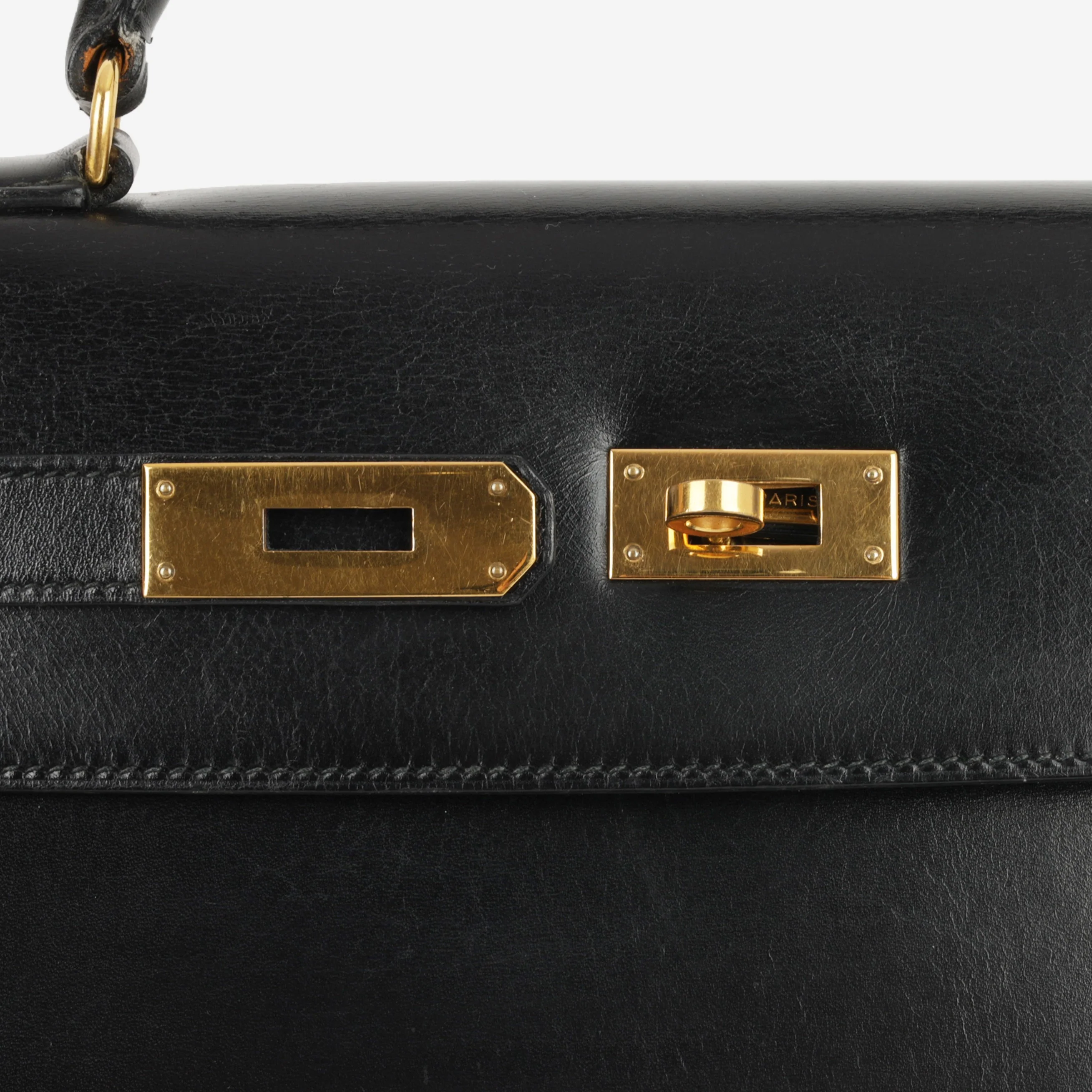 Hermès Vintage Kelly 32 - Black Box Calf | Gold Hardware - Image 12