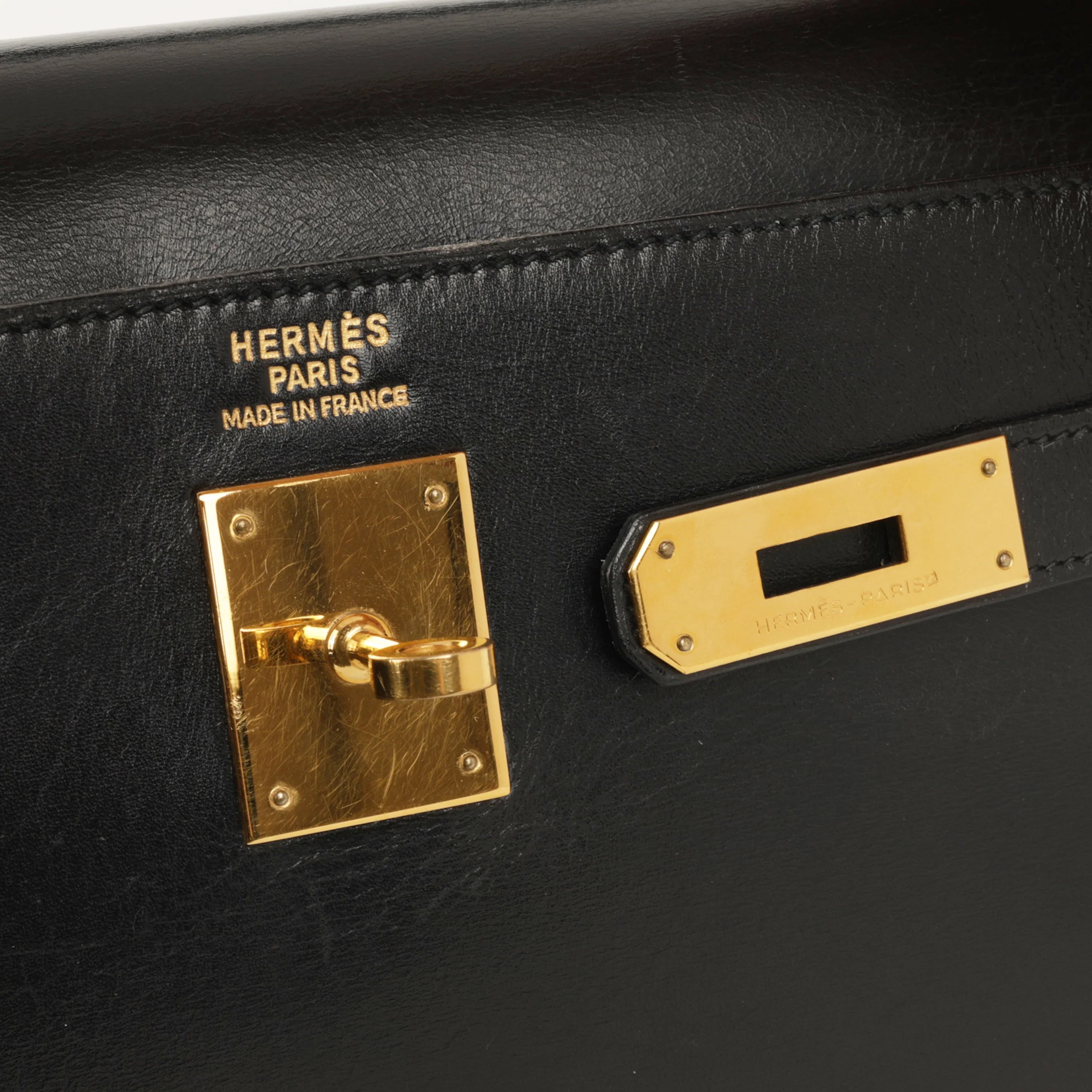 Hermès Vintage Kelly 32 - Black Box Calf | Gold Hardware - Image 13
