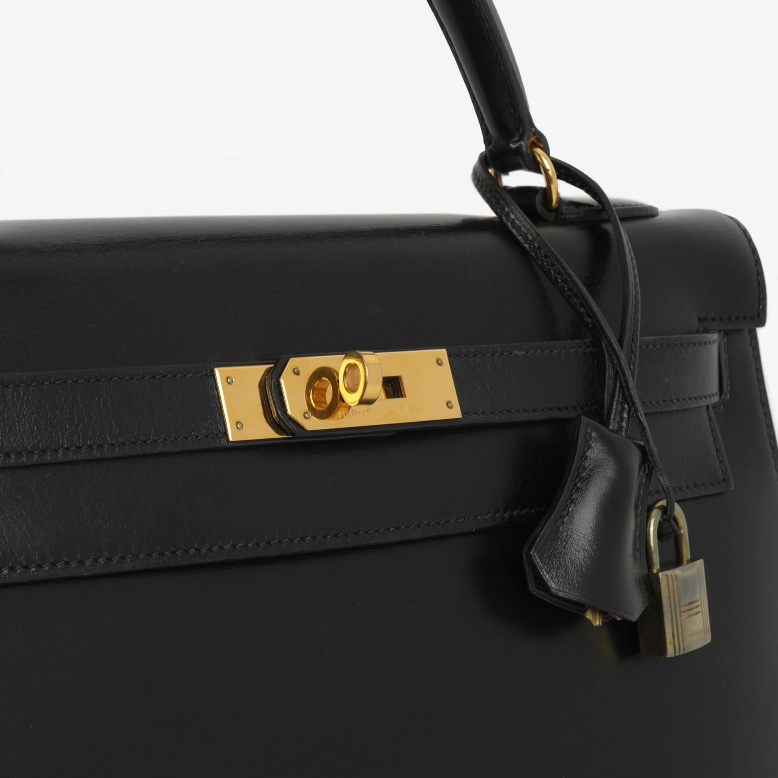 Hermès Vintage Kelly 32 - Black Box Calf | Gold Hardware - Image 14