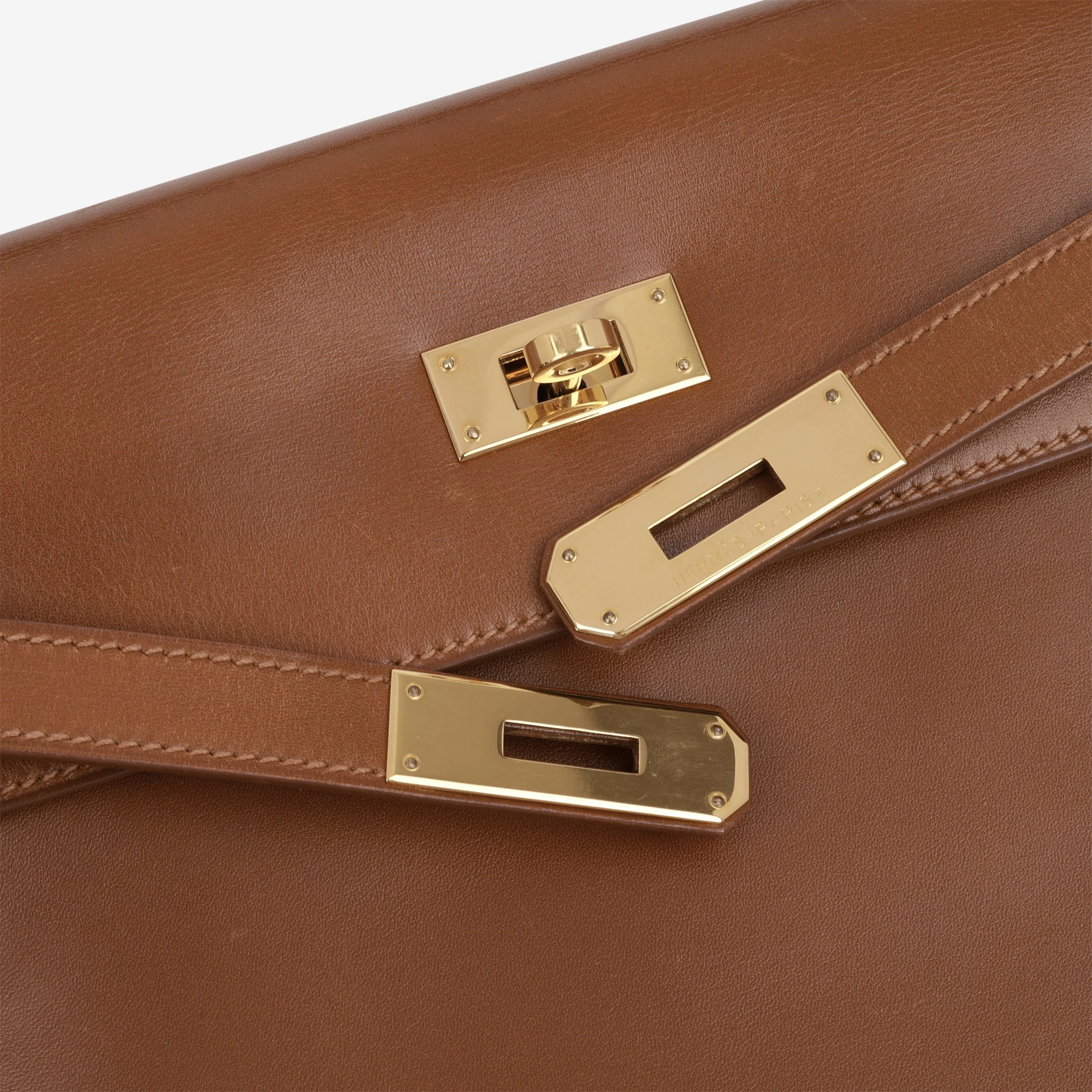 Hermès Vintage Kelly 32 Retourne - Noisette Box Calf | Gold Hardware - Image 10
