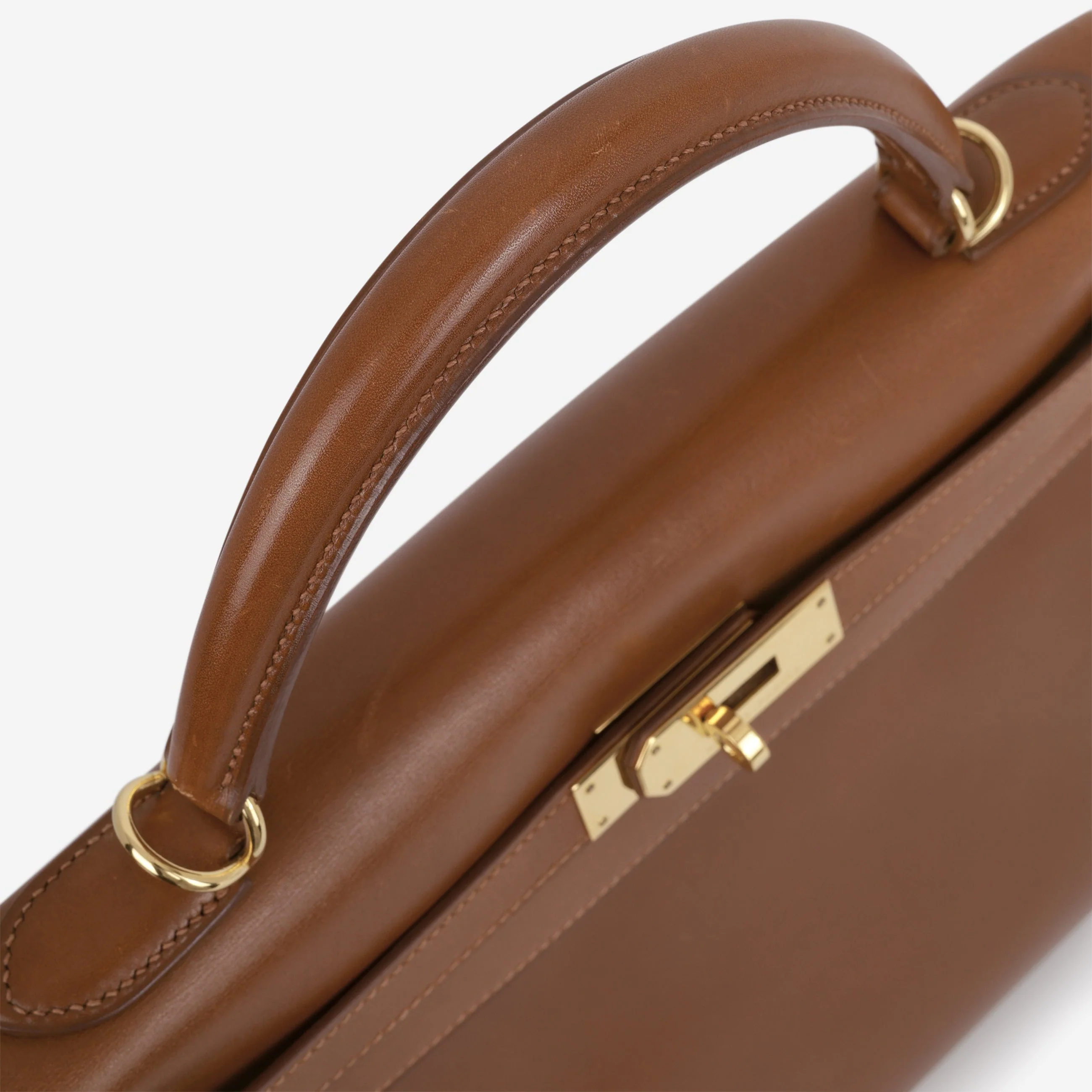 Hermès Vintage Kelly 32 Retourne - Noisette Box Calf | Gold Hardware - Image 12