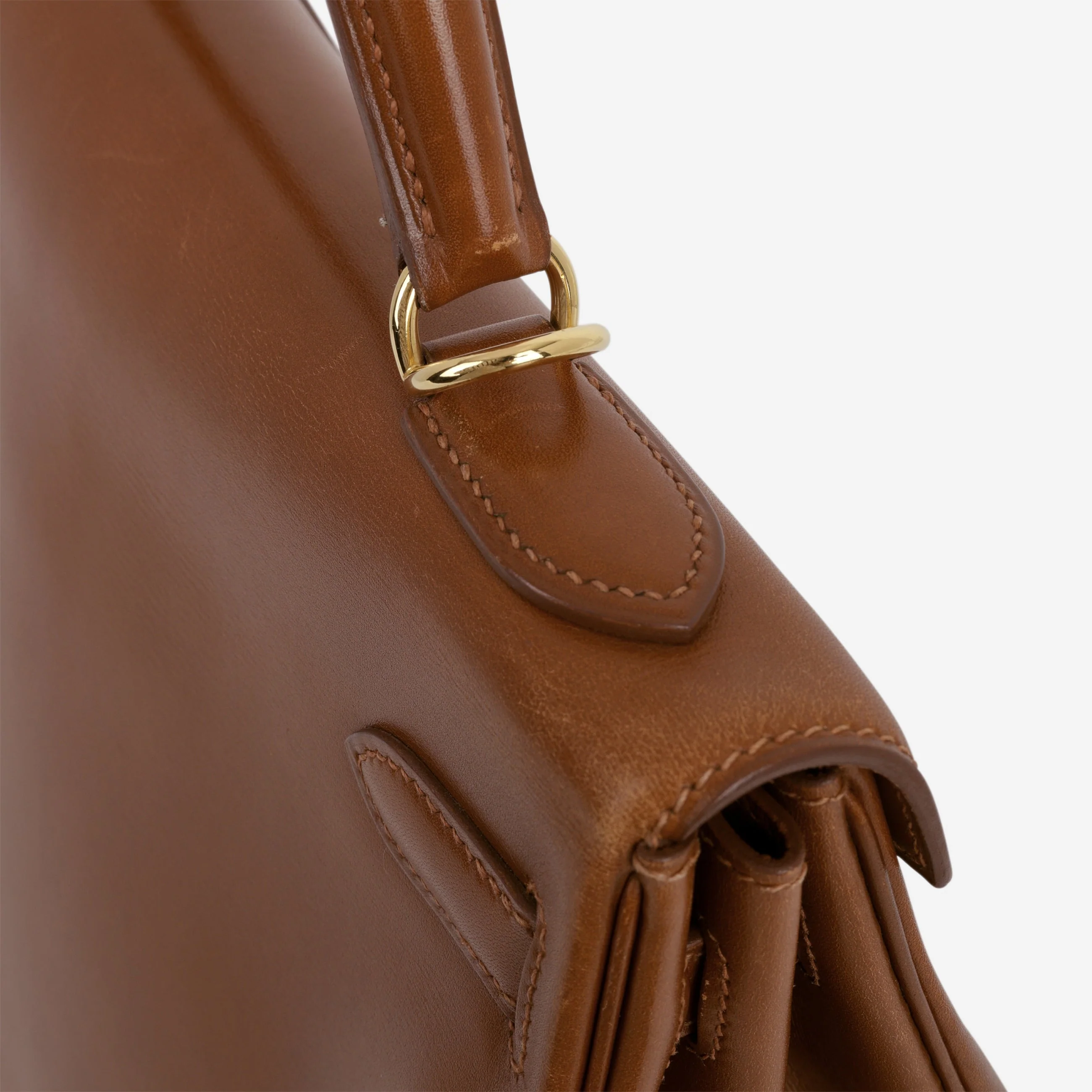 Hermès Vintage Kelly 32 Retourne - Noisette Box Calf | Gold Hardware - Image 14