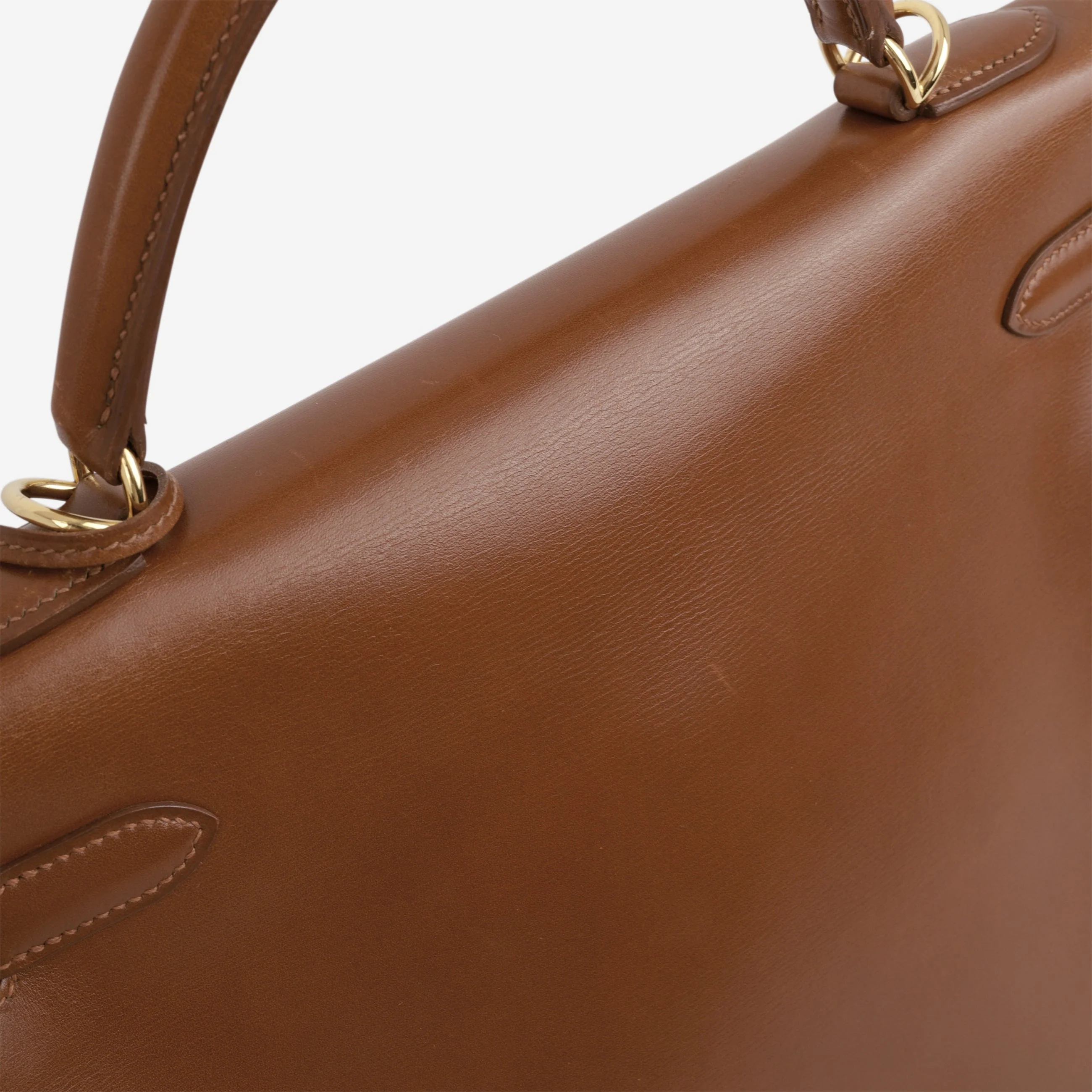 Hermès Vintage Kelly 32 Retourne - Noisette Box Calf | Gold Hardware - Image 16