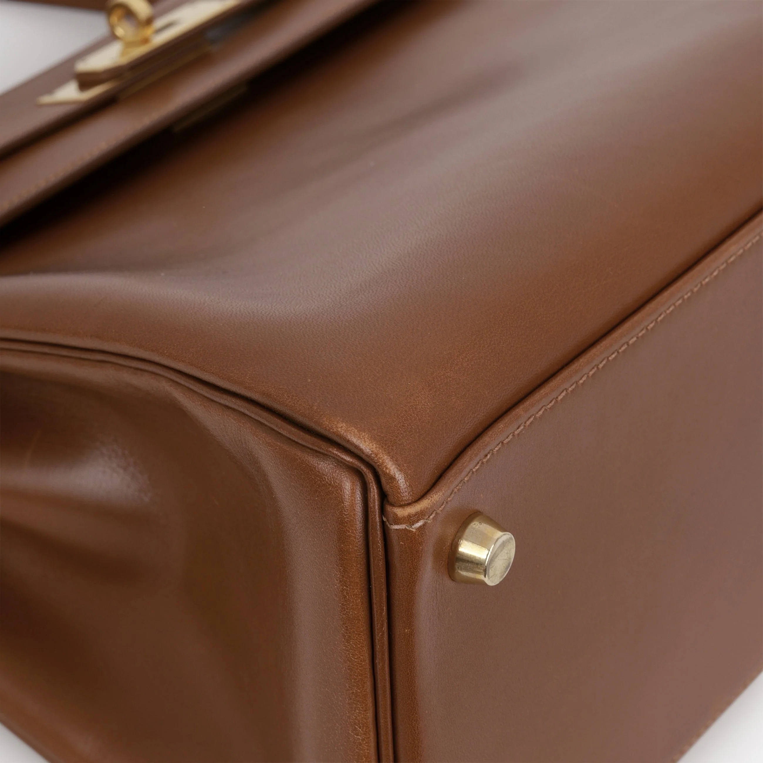 Hermès Vintage Kelly 32 Retourne - Noisette Box Calf | Gold Hardware - Image 18
