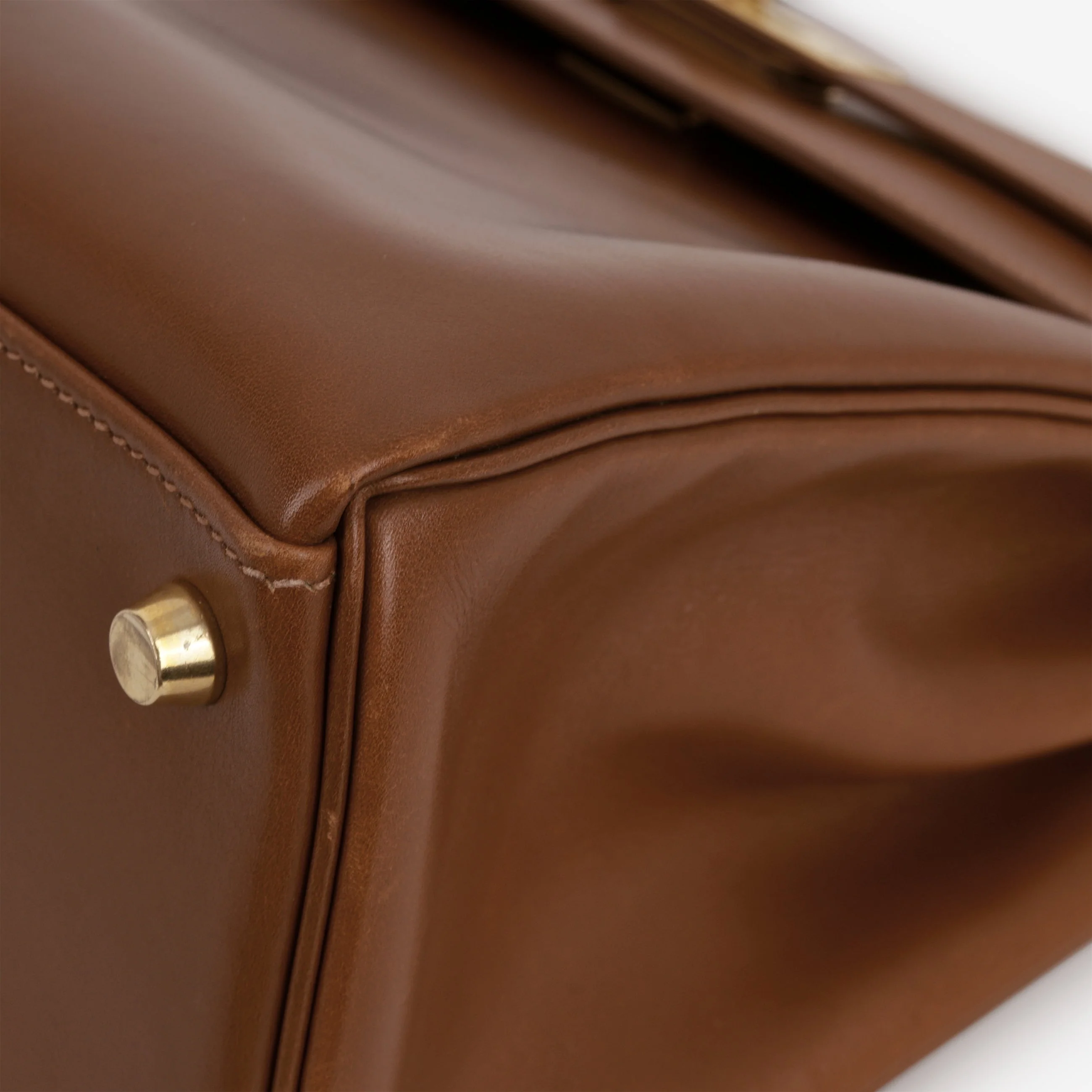 Hermès Vintage Kelly 32 Retourne - Noisette Box Calf | Gold Hardware - Image 19
