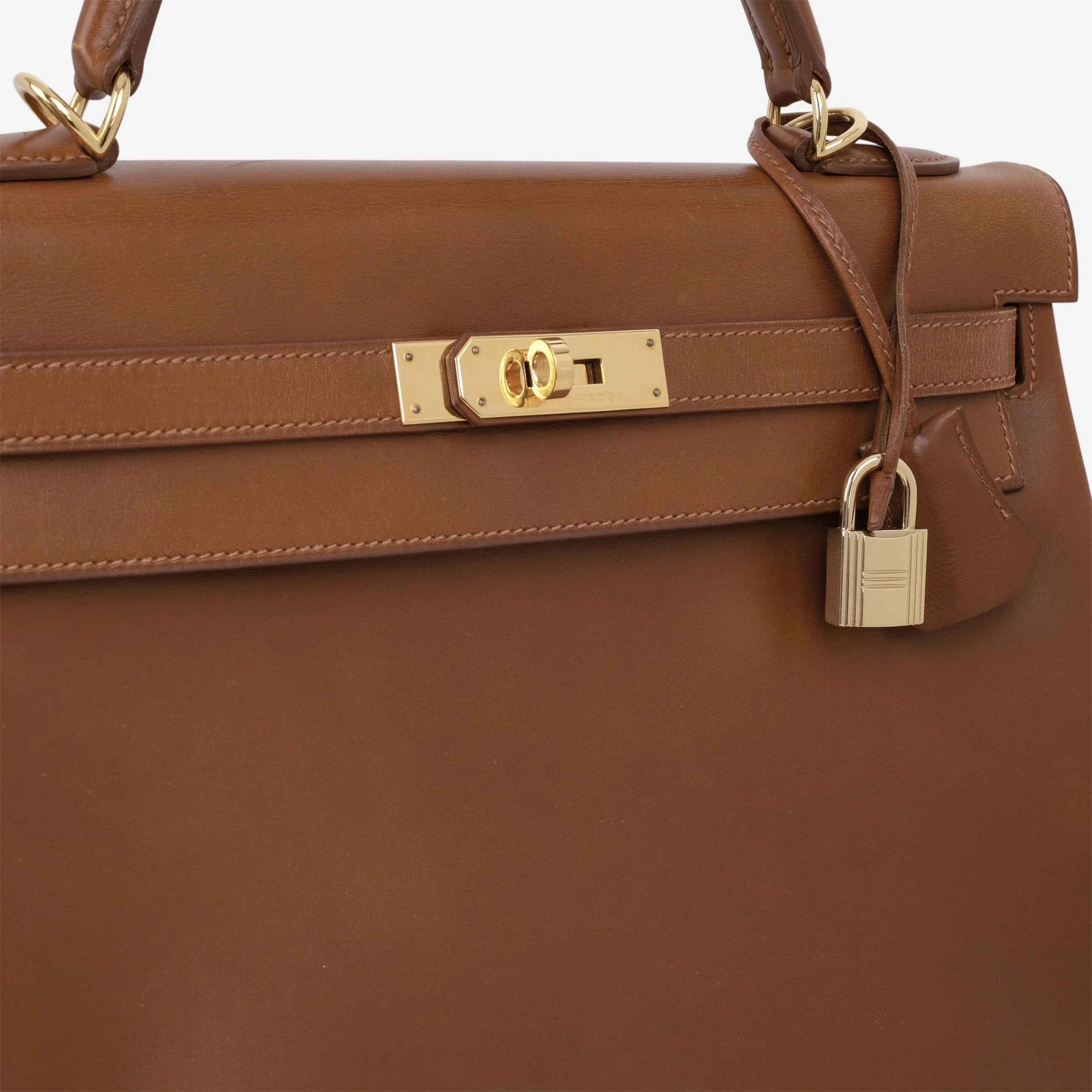 Hermès Vintage Kelly 32 Retourne - Noisette Box Calf | Gold Hardware - Image 22