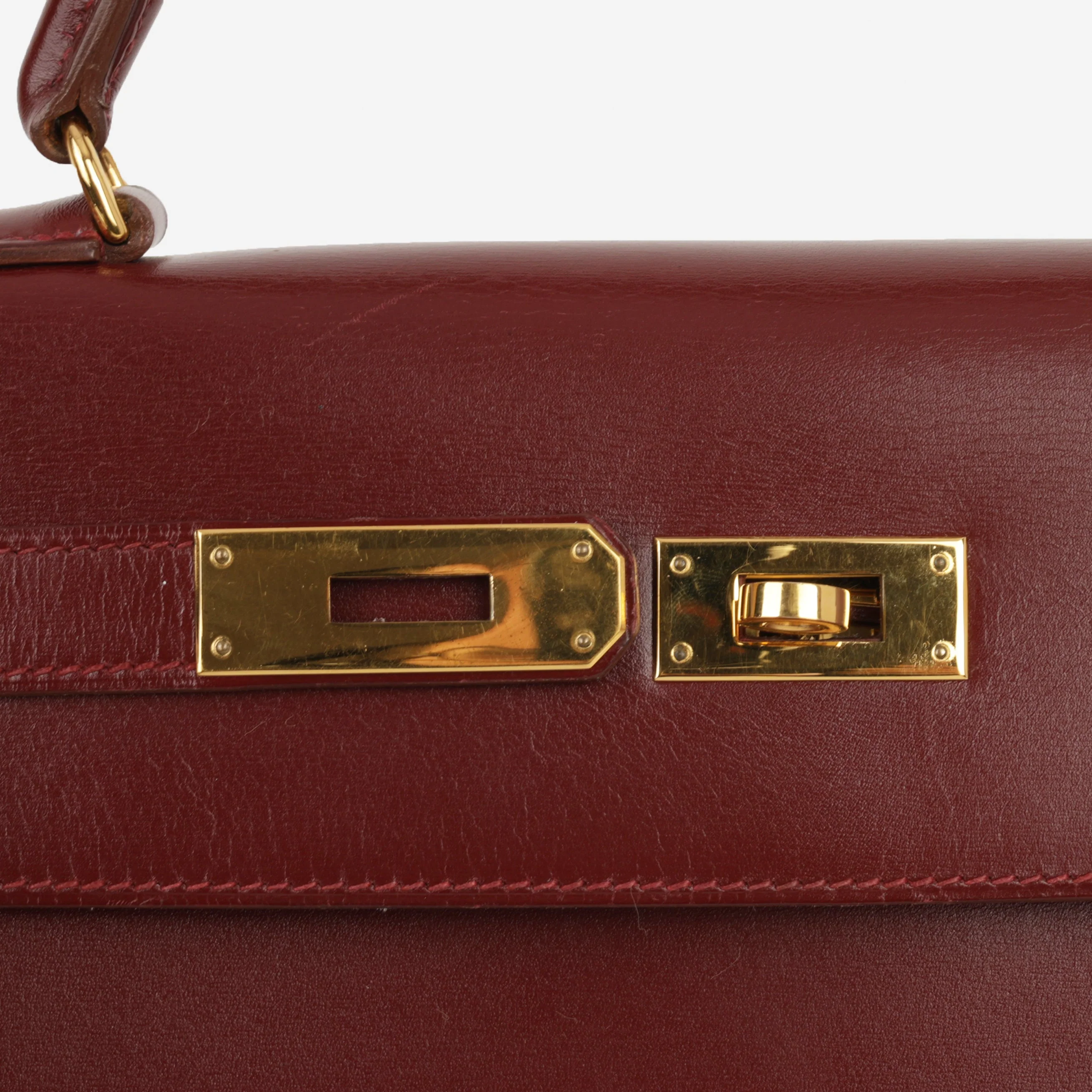 Hermès Vintage Kelly 32 - Rouge H Box Calf | Gold Hardware - Image 15