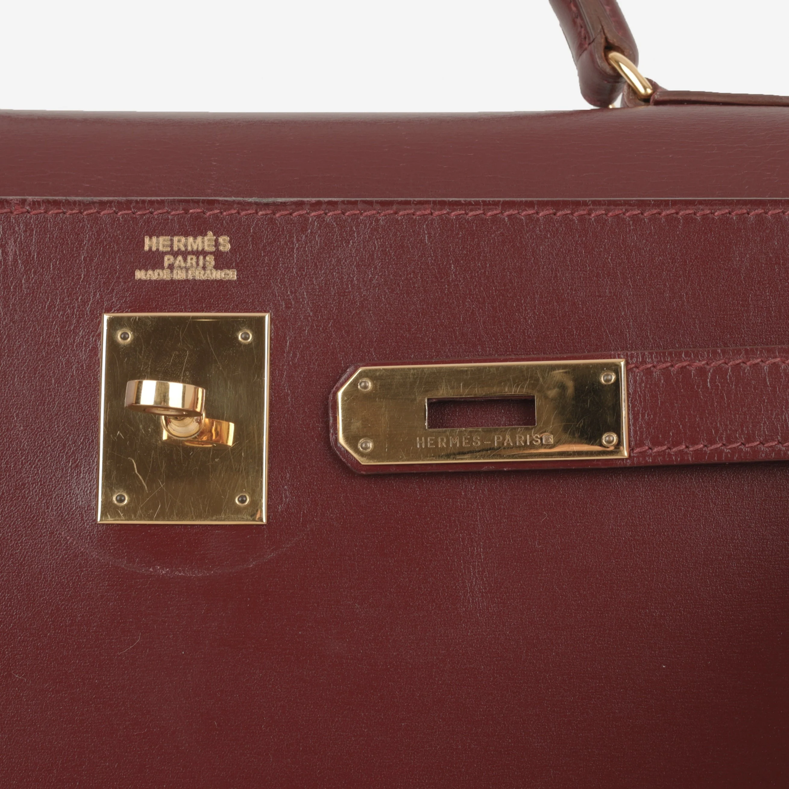 Hermès Vintage Kelly 32 - Rouge H Box Calf | Gold Hardware - Image 16