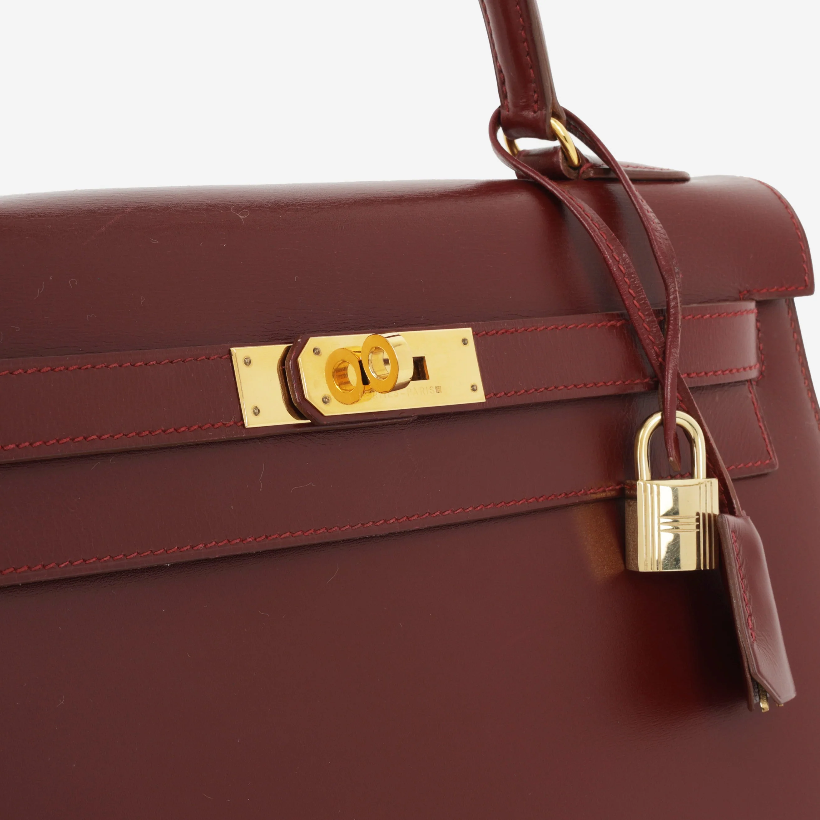 Hermès Vintage Kelly 32 - Rouge H Box Calf | Gold Hardware - Image 17