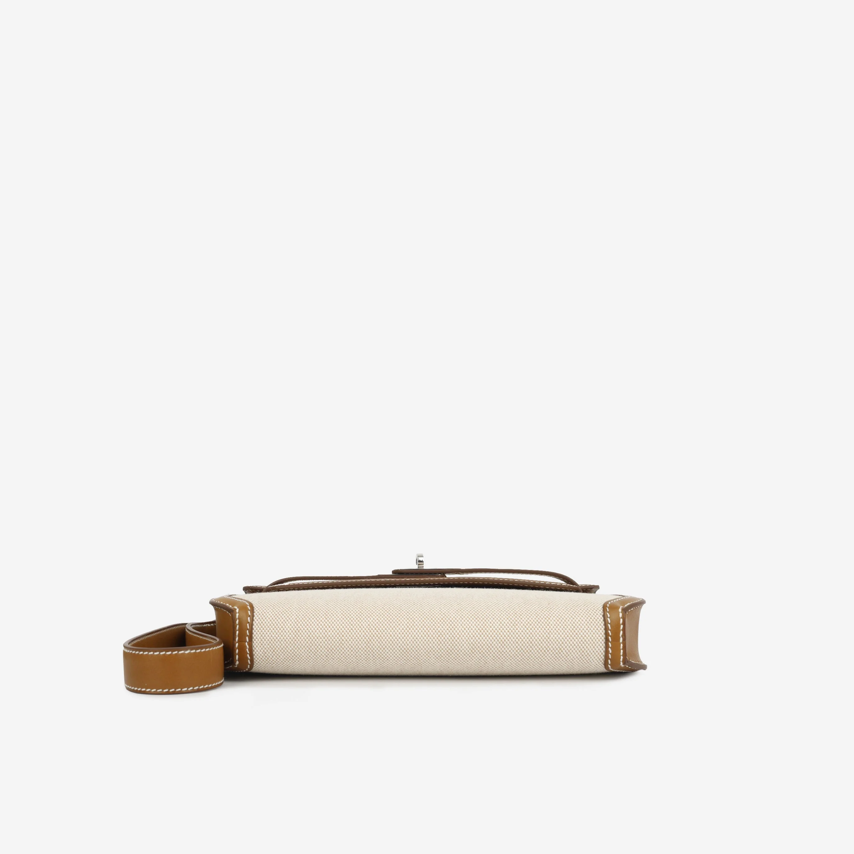 Hermès Kelly Dépêches 25 - Fauve Barenia/Ecru Toile | Palladium Hardware - Image 2