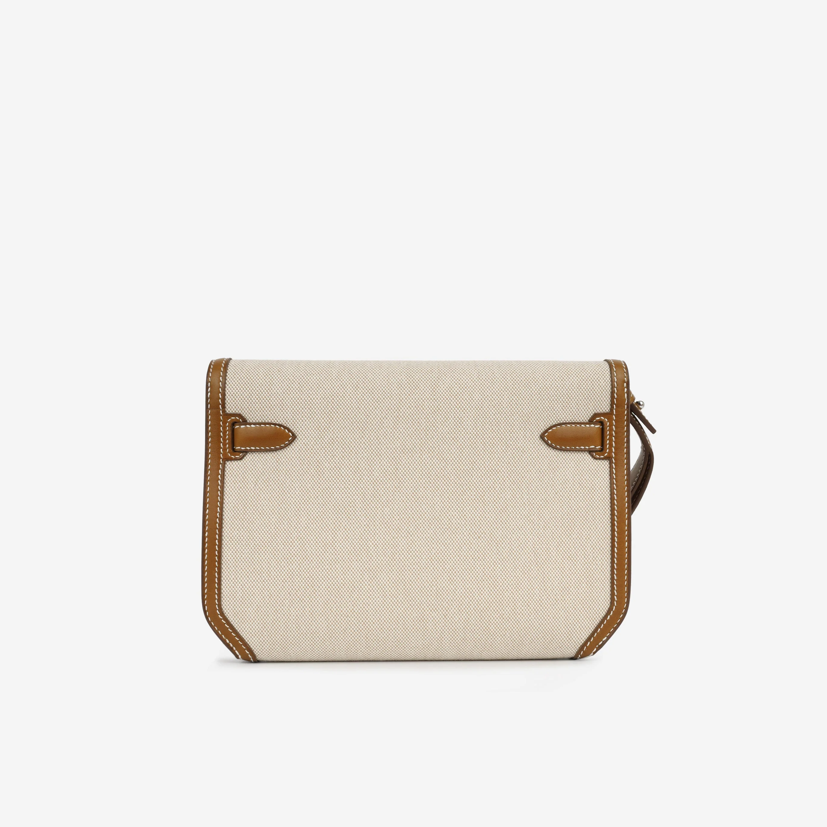 Hermès Kelly Dépêches 25 - Fauve Barenia/Ecru Toile | Palladium Hardware - Image 5
