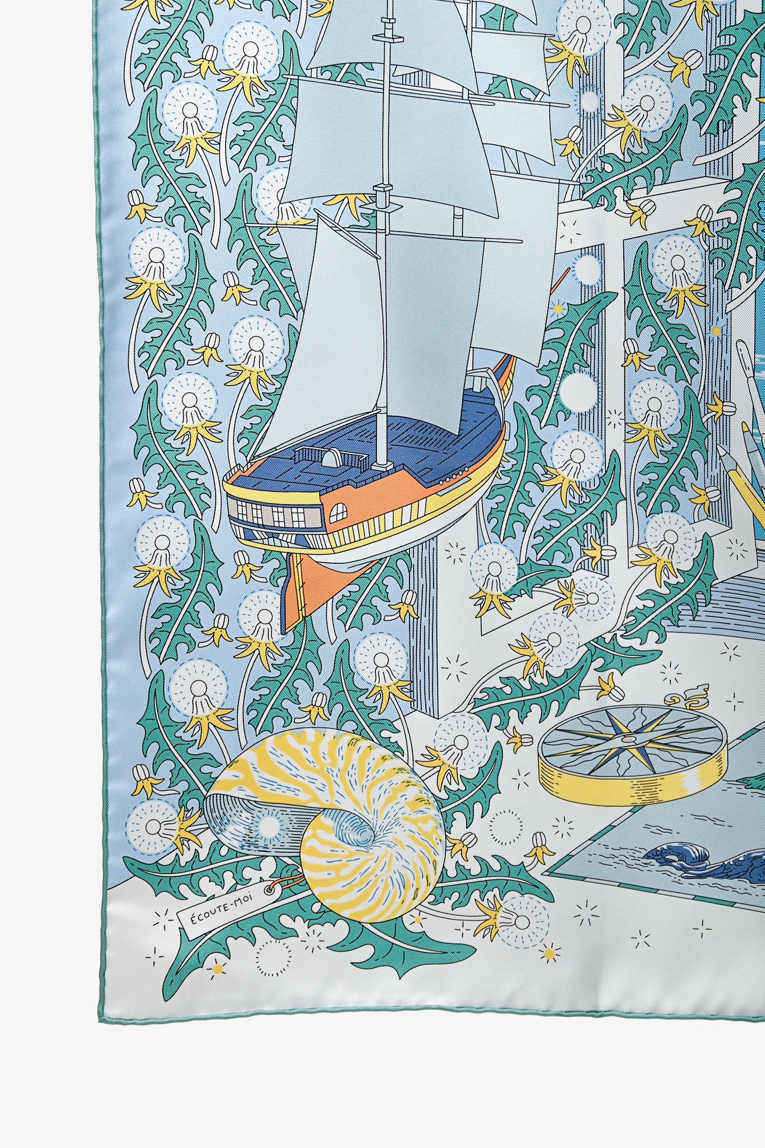 Hermès Light Blue Silk Graphic Printed Carre 90 - Image 2