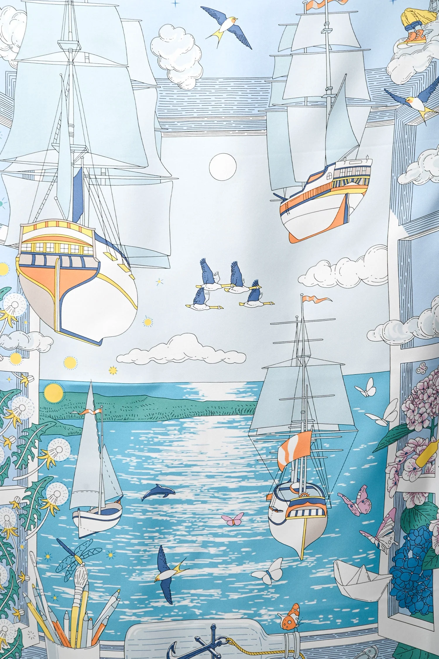 Hermès Light Blue Silk Graphic Printed Carre 90 - Image 3