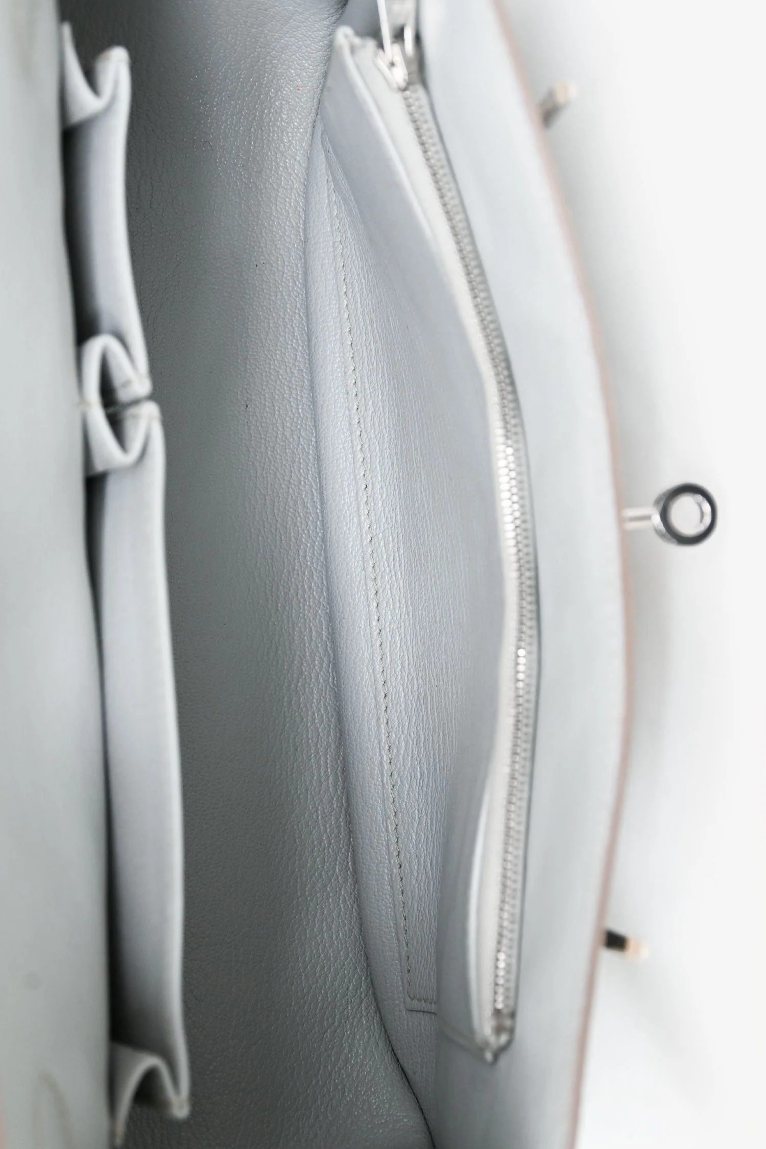 Hermes Light Grey Clemence Leather Jypsiere 28 - Image 6