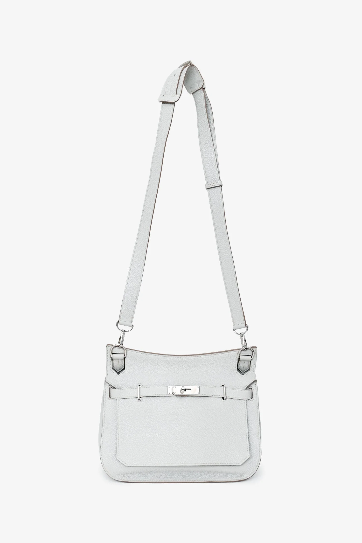 Hermes Light Grey Clemence Leather Jypsiere 28 - Image 7