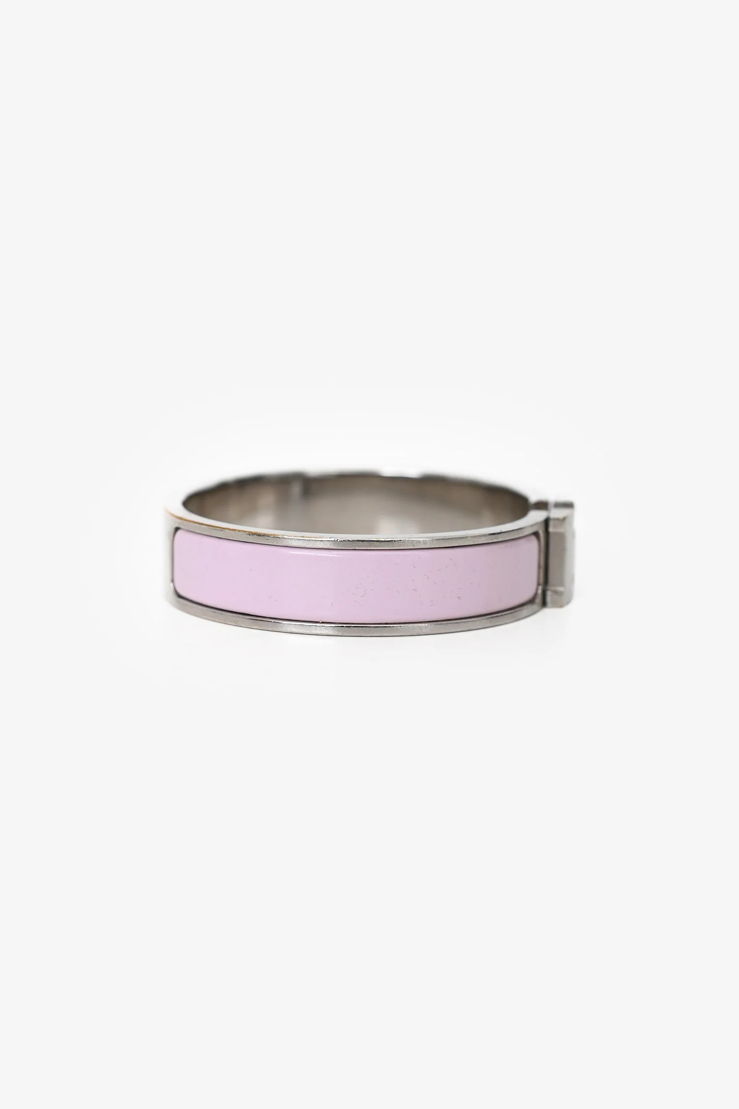 Hermès Light Pink Enamel Palladium Plated Clic H Narrow Bracelet - Image 2