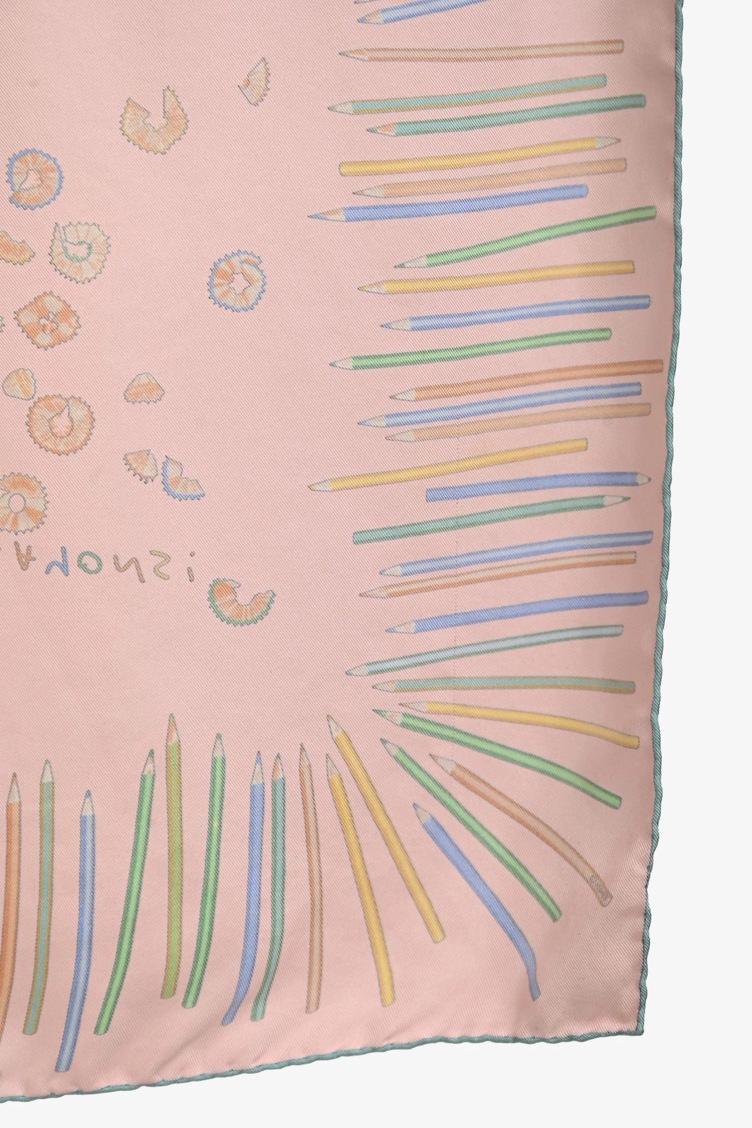 Hermès Light Pink Silk 'A Vos Crayons' Coloured Pencil Print 40cm Square Scarf - Image 2