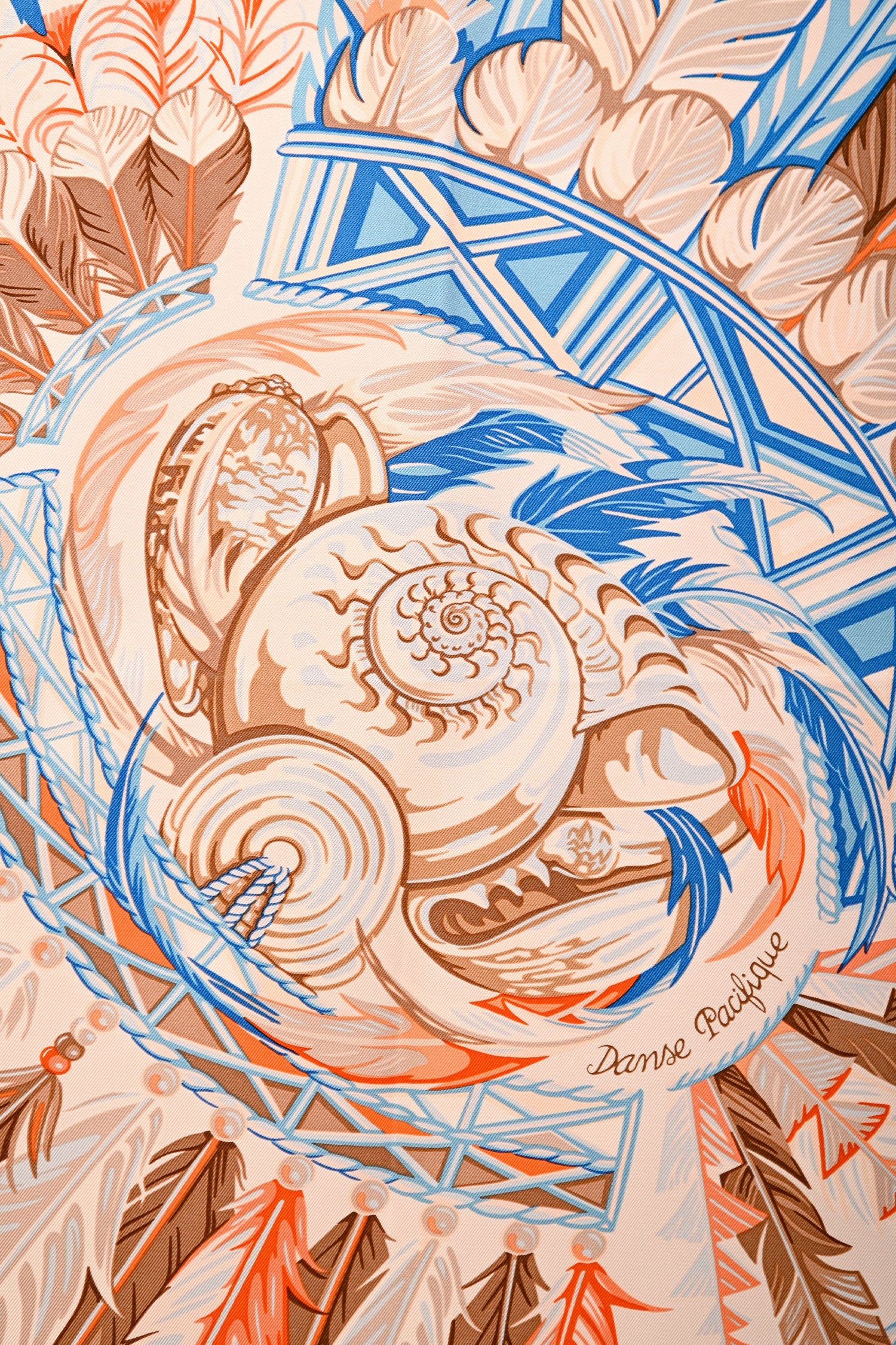Hermès Light Pink Silk 'Danse Pacifique' Scarf 90 - Image 4