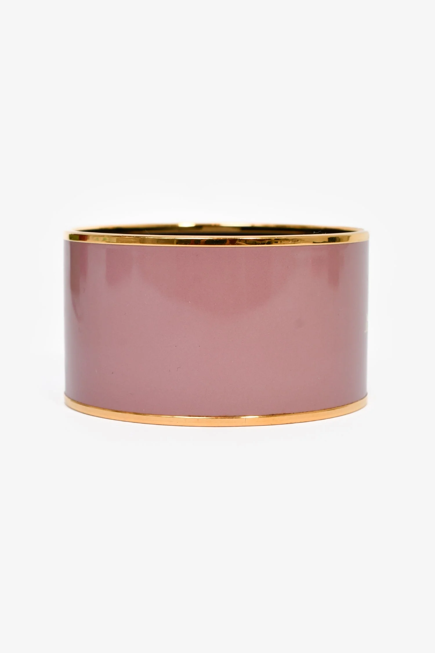 Hermès Mauve/Gold Toned Enamel Extra Wide Bangle - Image 2