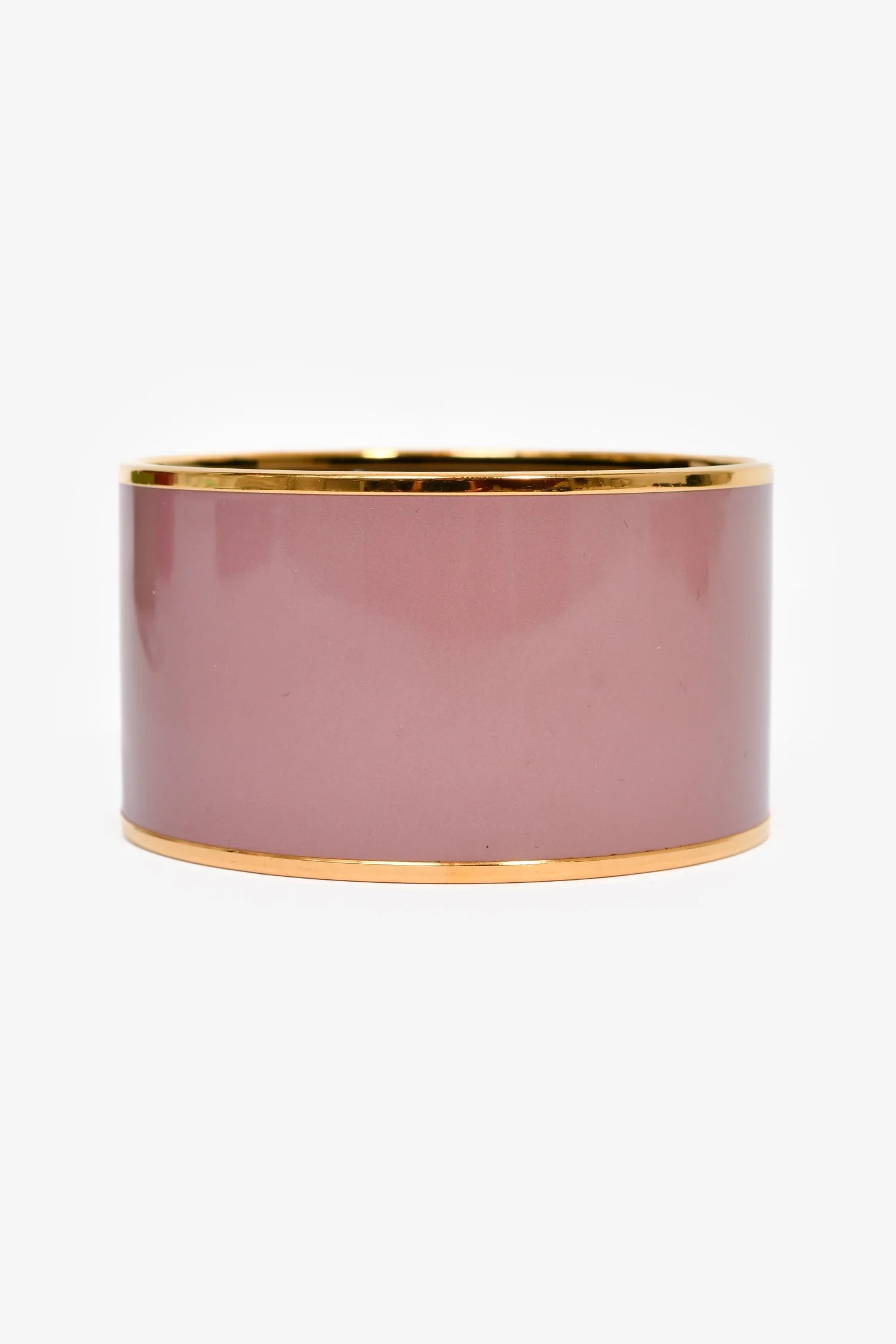 Hermès Mauve/Gold Toned Enamel Extra Wide Bangle - Image 3