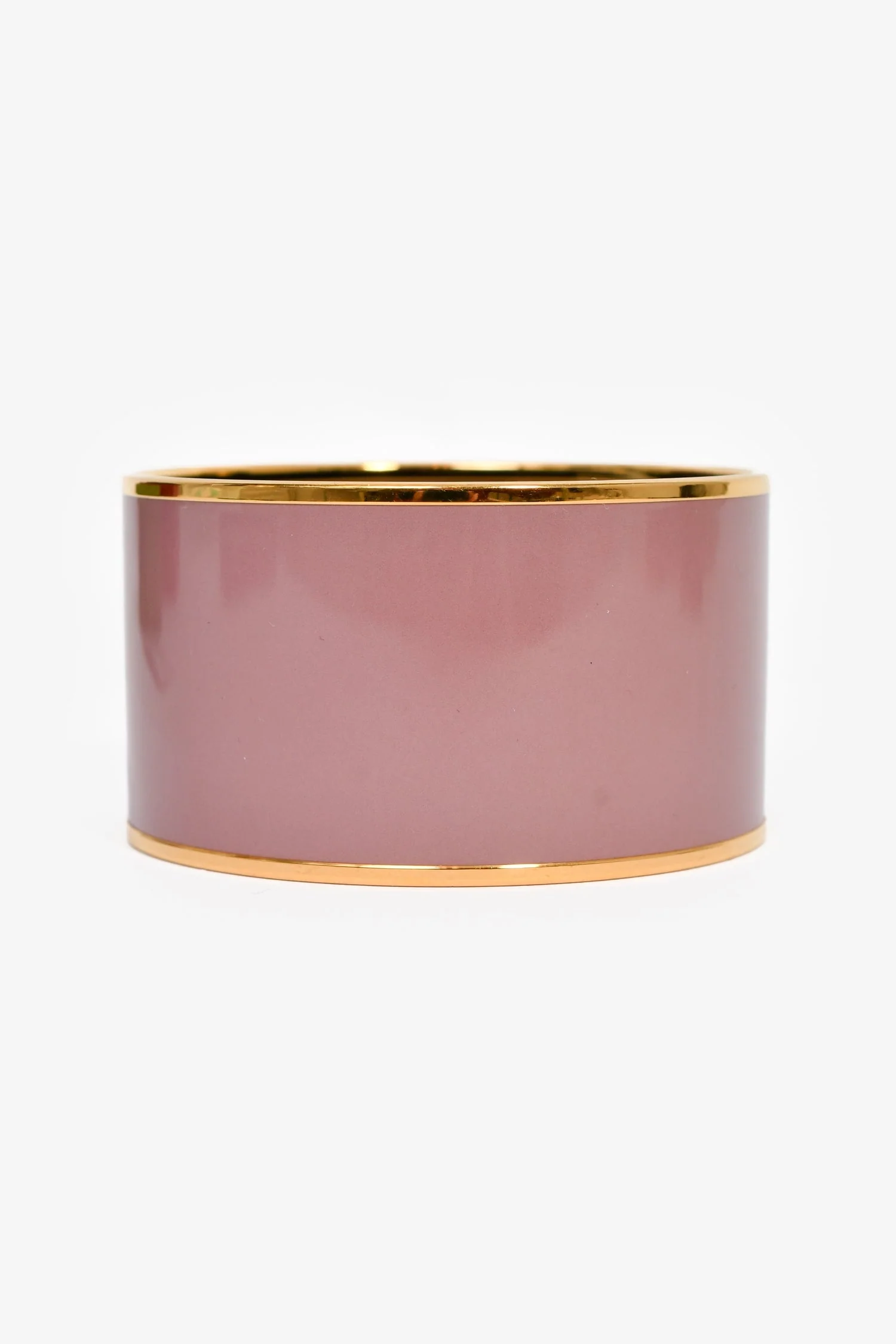 Hermès Mauve/Gold Toned Enamel Extra Wide Bangle - Image 4