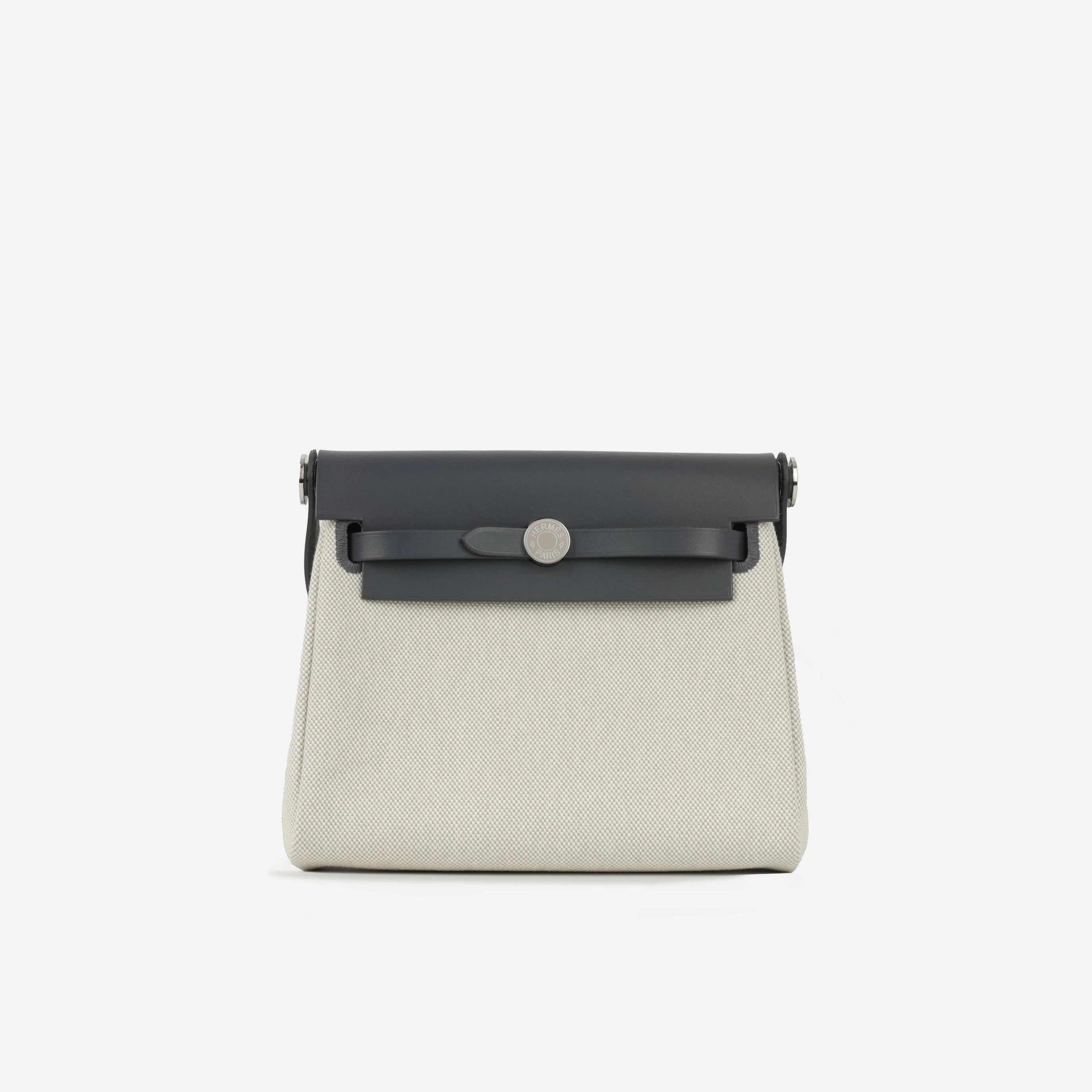 Hermès Mini Herbag 20 - Ecru / Bleu Glacier Canvas / Ardoise hunter | Palladium Hardware