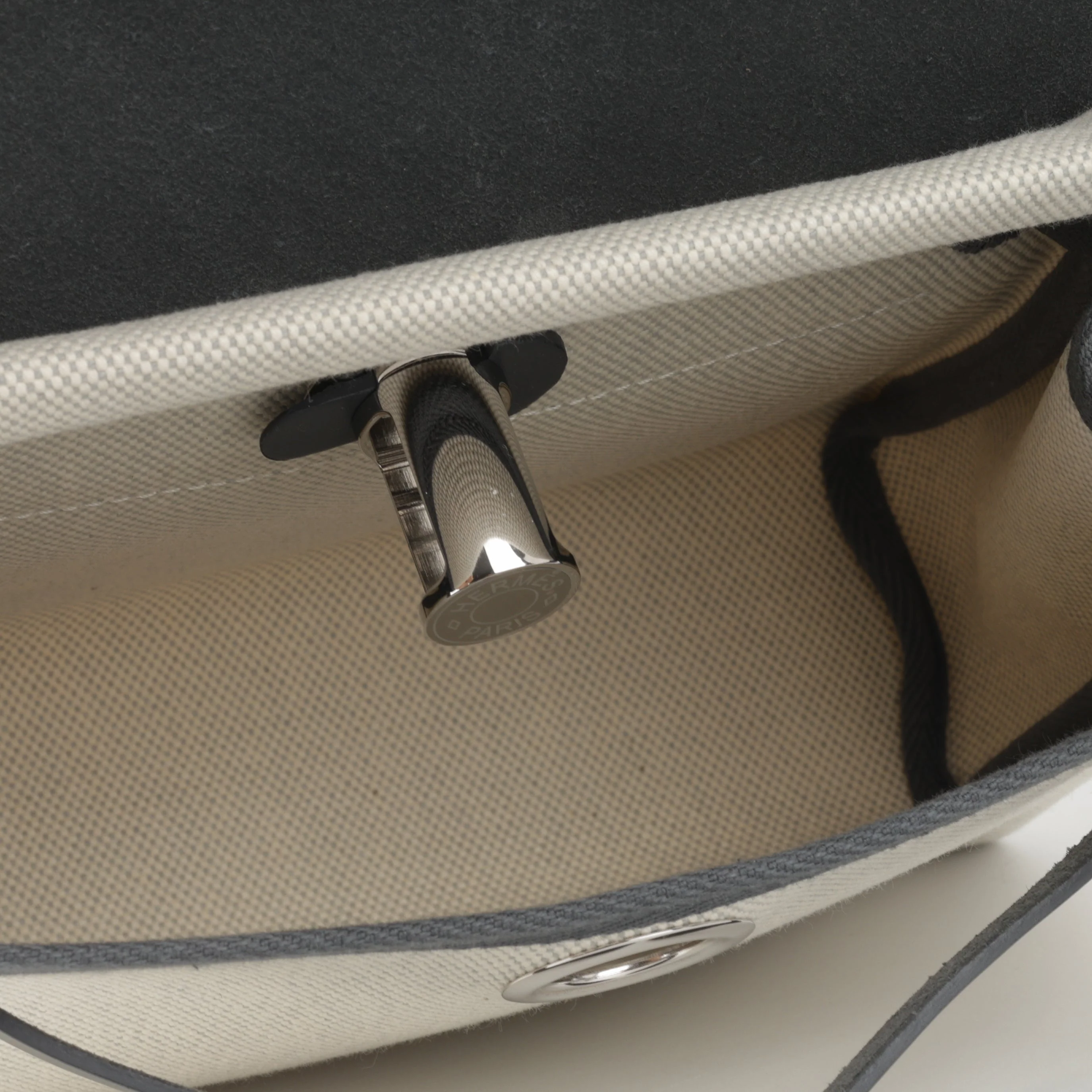 Hermès Mini Herbag 20 - Ecru / Bleu Glacier Canvas / Ardoise hunter | Palladium Hardware - Image 4